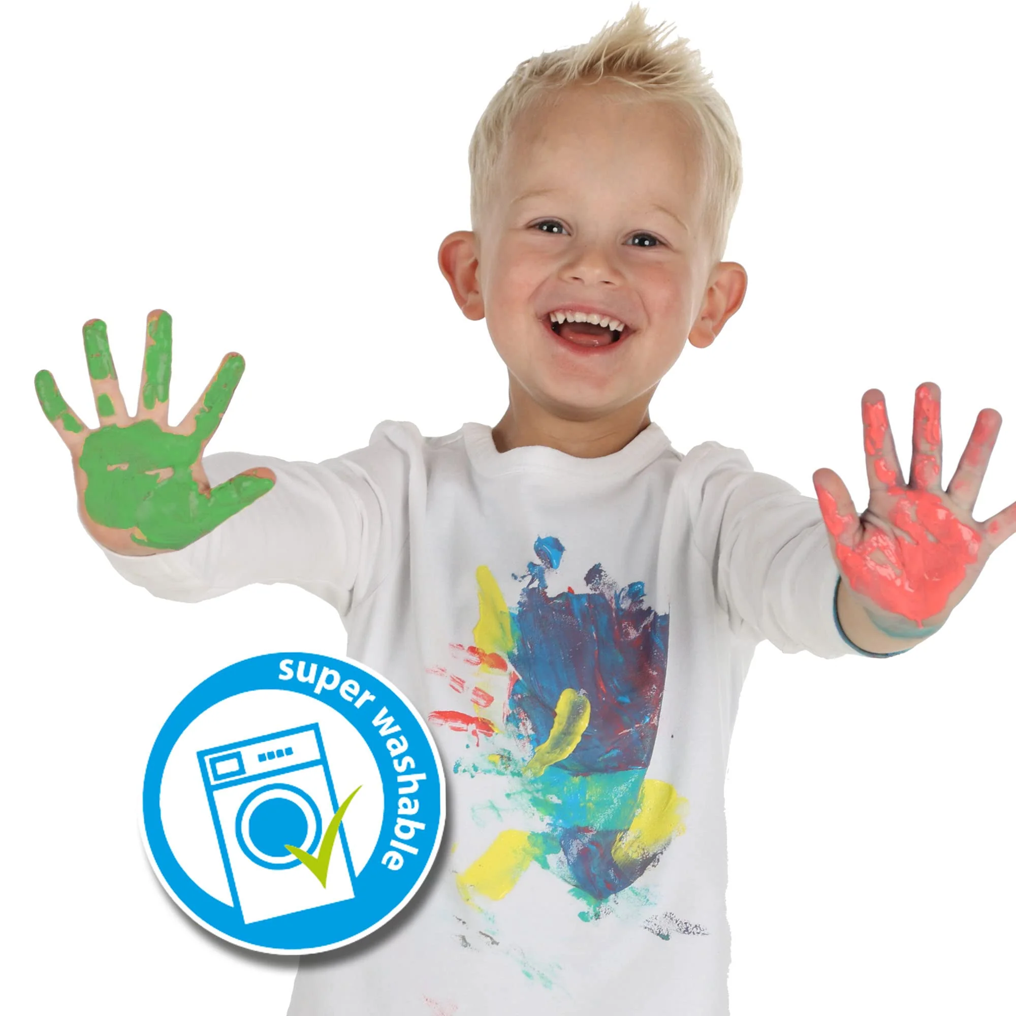 SES Creative 24926 - Eco Fingerfarbe 4 Farben x 150ml, aus natürlichen Rohstoffen, Hautfreundlich, Auswaschbar, Recycelte Verpackung, 110 g (4er Pack) - Image 3
