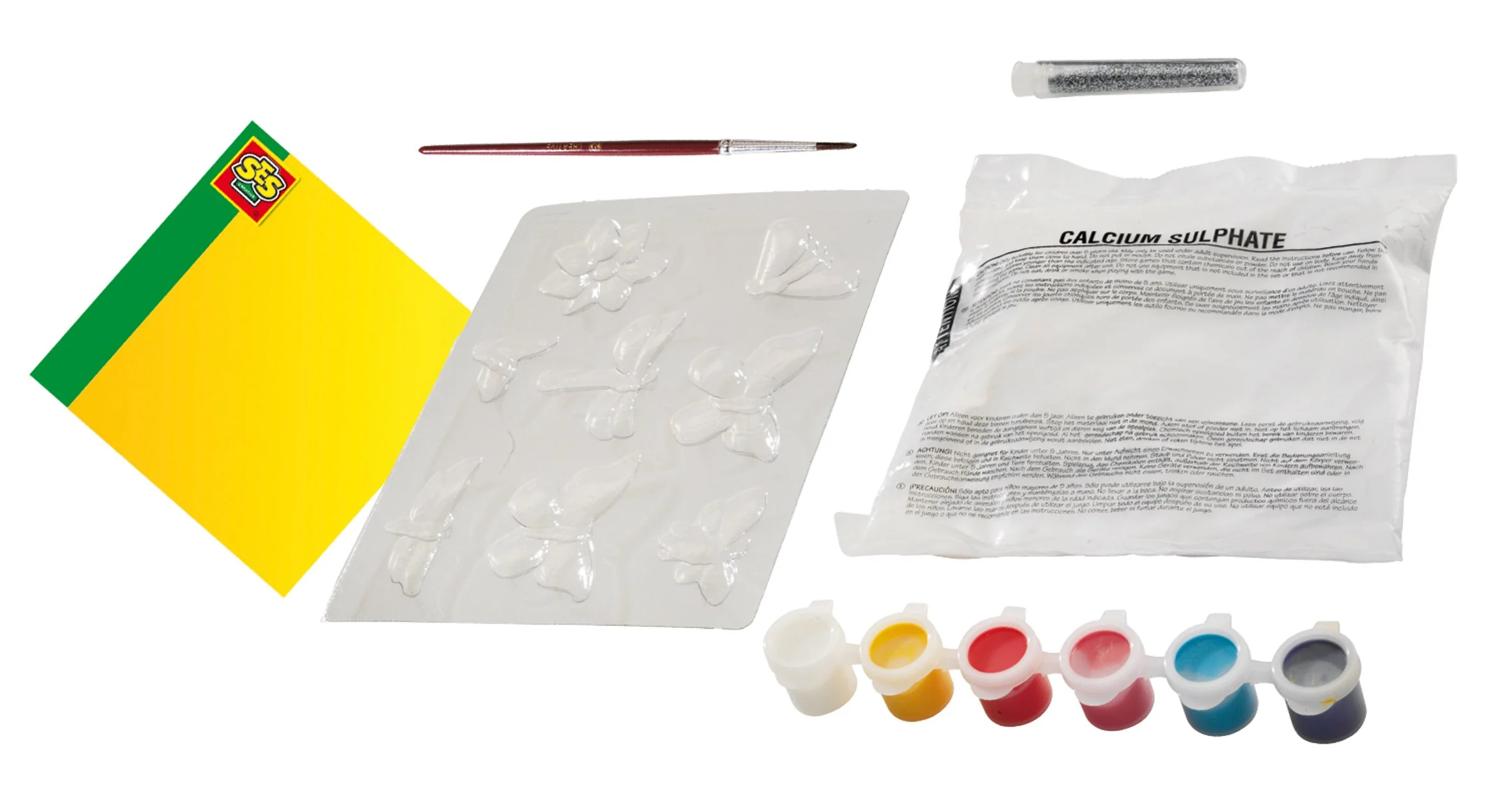 SES Creative | Gipsmodellierset Glitzerschmetterlinge | Große Form + Farbe und Glitzer | Gips schnell trocknend | Kreative Aktivität für Kinder | Leicht zu reinigen | Geschenkidee Ab 5 Jahren - Image 6