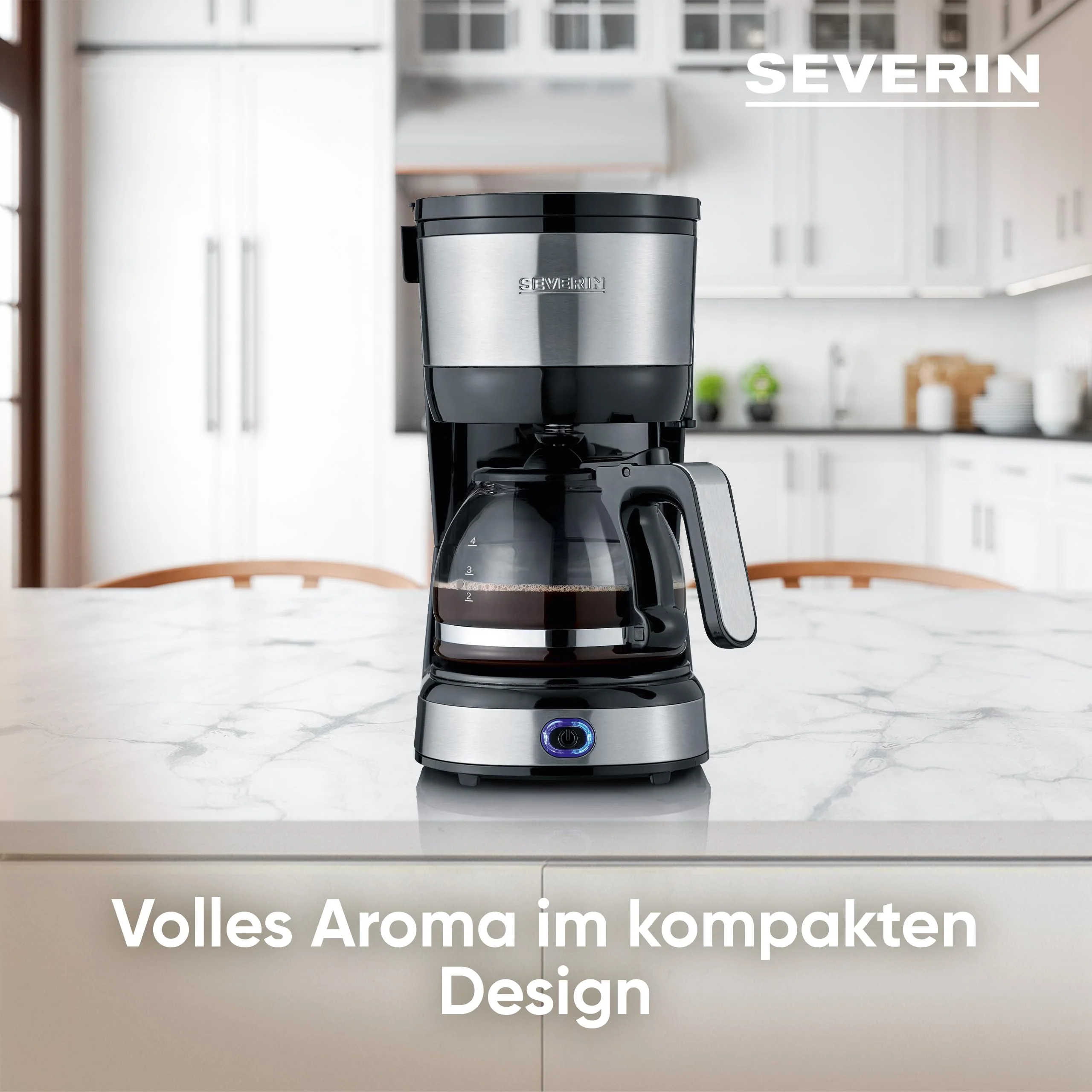 SEVERIN Kompakt Kaffeemaschine, aromatischer Kaffee mit dem Kaffeebereiter für bis zu 4 Tassen, Filterkaffeemaschine mit Permanent-Schwenkfilter, Edelstahl/schwarz, KA 4808 - Image 5