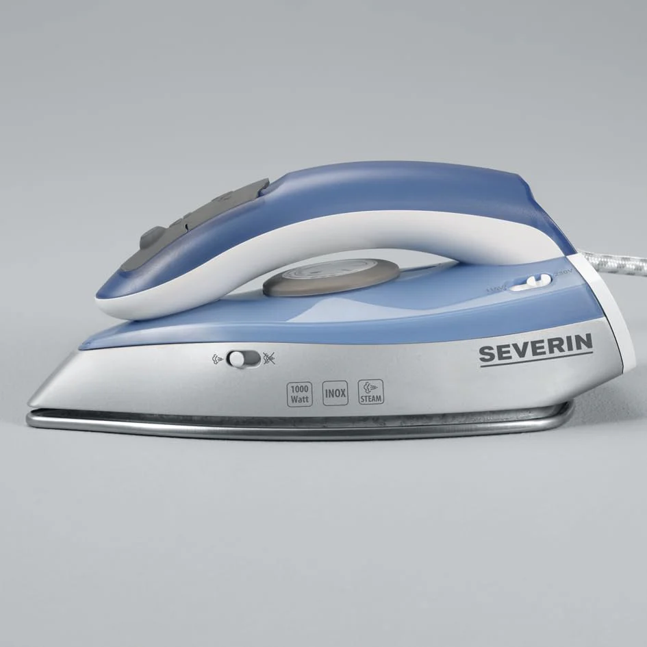SEVERIN Reise-Dampfbügeleisen mit klappbarem Griff, Mini-Bügeleisen, umschaltbare Mehrfach-Spannung von 115/230V, Temperaturregler, Reise Bügeleisen, Steam Iron, klappbar, 1.000 Watt, BA 3234 - Image 3