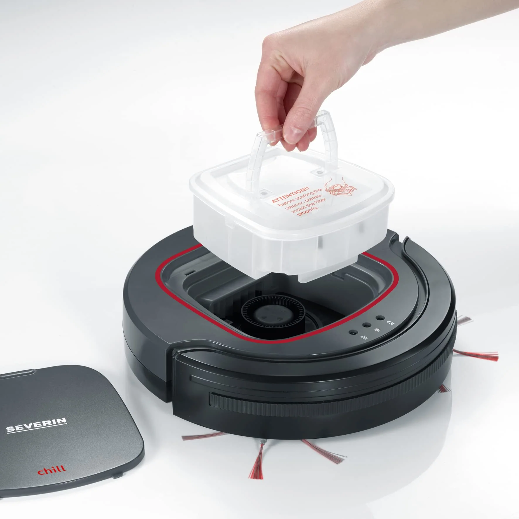 SEVERIN Saugroboter "chill®", leistungsstarker Staubsauger Roboter für Hartböden und kurzflorige Teppiche, extra flacher Putzroboter mit Treppenstufenerkennung, platingrau, RB 7025 - Image 3