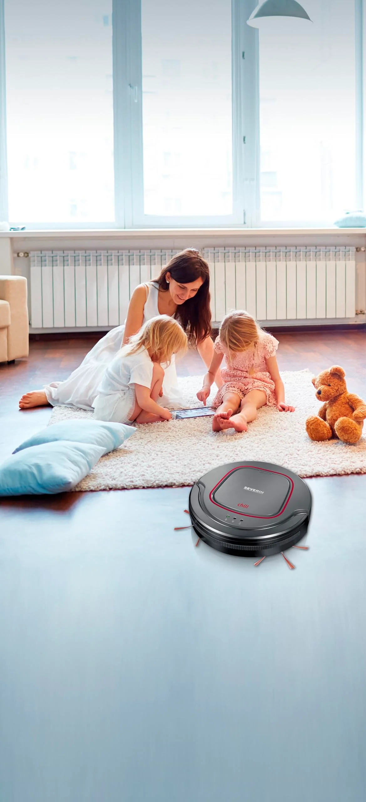 SEVERIN Saugroboter "chill®", leistungsstarker Staubsauger Roboter für Hartböden und kurzflorige Teppiche, extra flacher Putzroboter mit Treppenstufenerkennung, platingrau, RB 7025 - Image 5