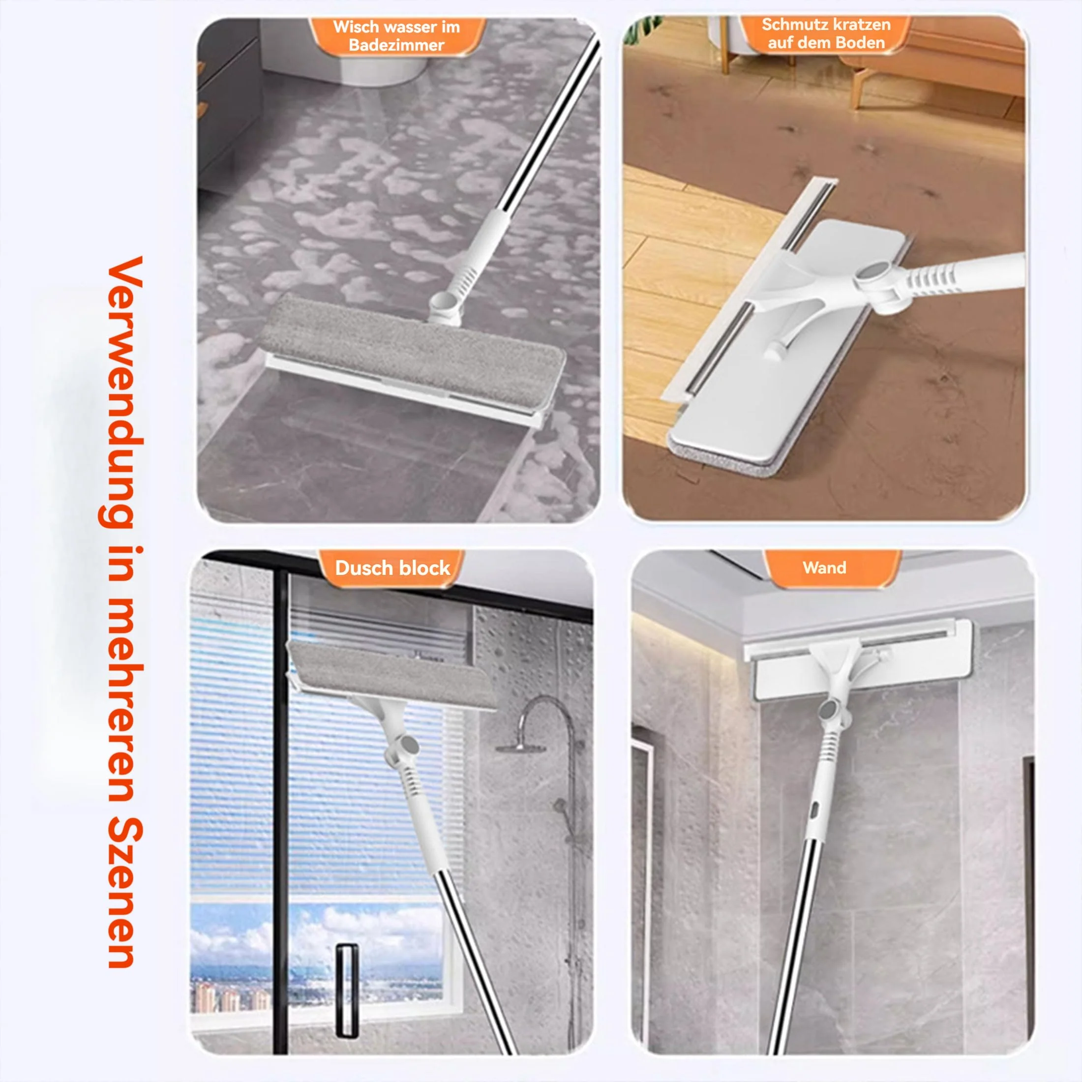 Shakub Fensterwischer 80-134cm mit Silikonabzieher & Mikrofaserschrubber 180°Drehbar,Abnehmbar Fensterabzieher Breite 26cm für Bad, Dusche, Glas, Spiegel, Auto(Ohne Düse 134x26cm) - Image 2