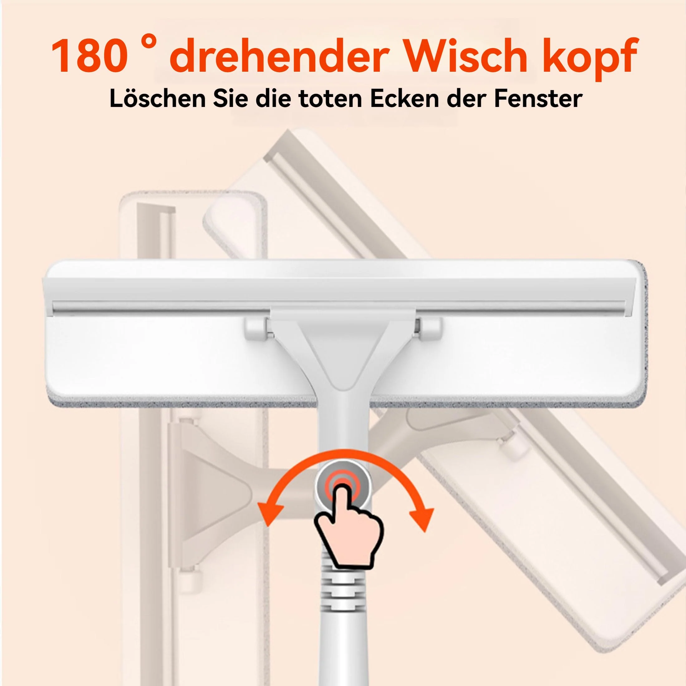 Shakub Fensterwischer 80-134cm mit Silikonabzieher & Mikrofaserschrubber 180°Drehbar,Abnehmbar Fensterabzieher Breite 26cm für Bad, Dusche, Glas, Spiegel, Auto(Ohne Düse 134x26cm) - Image 3