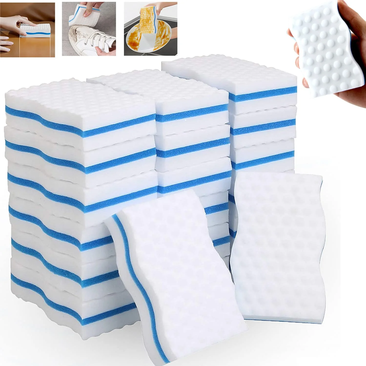 SHANQIAN 24 Stück Melamin Schmutzradierer 25 mm Dick Groß Magische Radierschwämme Zauberschwamm, Premium - Melamin Schwamm Für Küchen, Bäder, Böden und Wände - 100 × 60 × 25 mm - Image 7