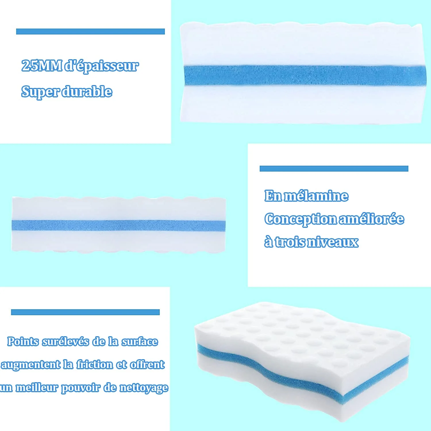 SHANQIAN 24 Stück Melamin Schmutzradierer 25 mm Dick Groß Magische Radierschwämme Zauberschwamm, Premium - Melamin Schwamm Für Küchen, Bäder, Böden und Wände - 100 × 60 × 25 mm - Image 9