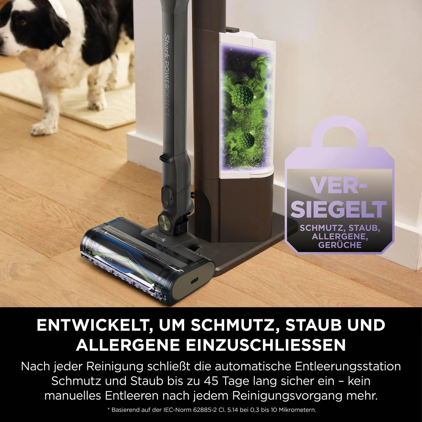 Shark PowerDetect Clean & Empty Akku-Staubsauger mit Absaugstation, bis 70 Min. Laufzeit, kabellos, selbstentleerend, für Tierhaare, Allergiker, Teppich und Hartböden, mit LED-Licht, IP3225EUT - Image 11