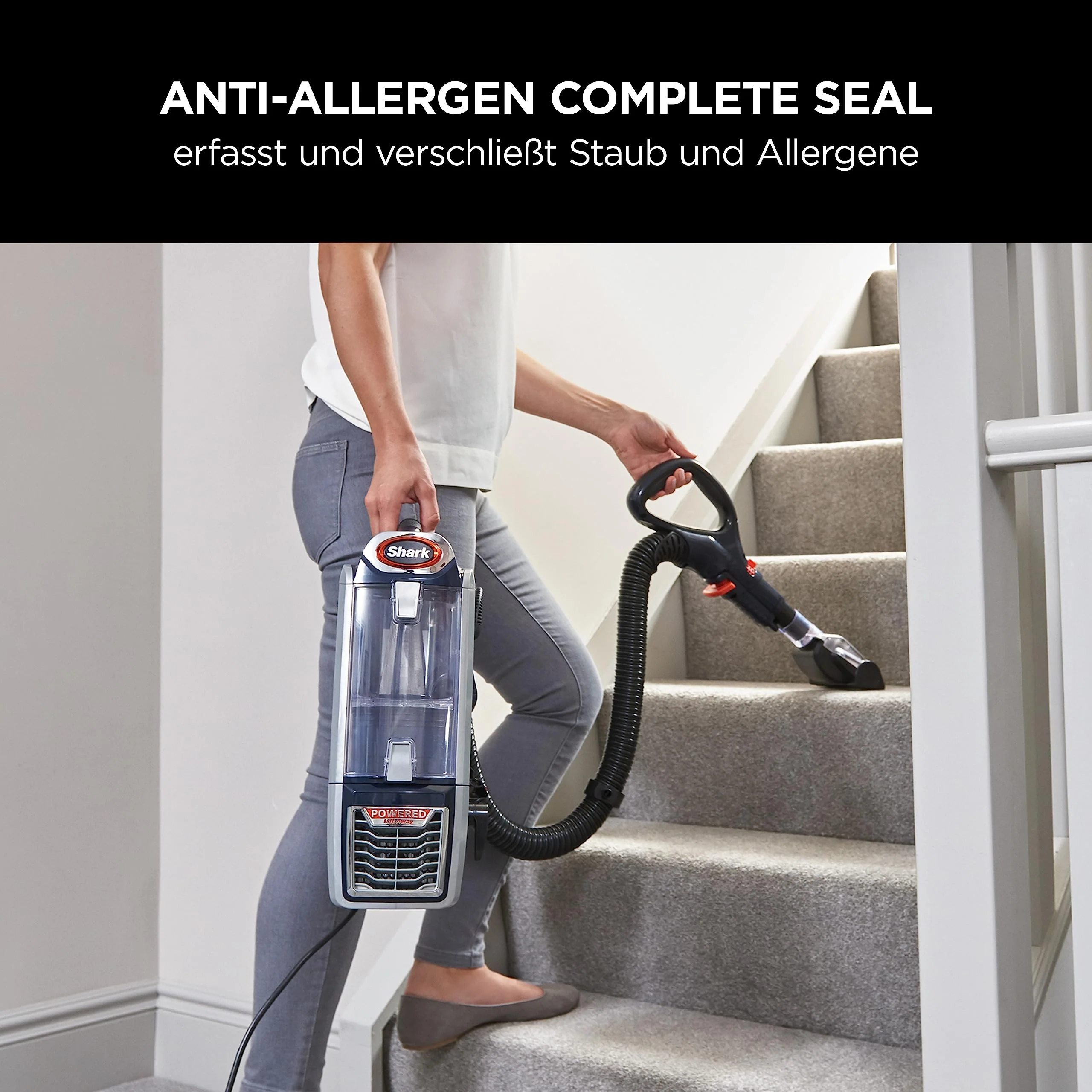 Shark Staubsauger 0,83L mit Anti-Hair-Wrap-Technologie, DuoClean-Staubsauger mit Powered Lift-Away und Tier-, Polster- & Fugendüsen, 8m Netzkabel, Blau/Orange NZ801EUT, 31-32 - Image 3