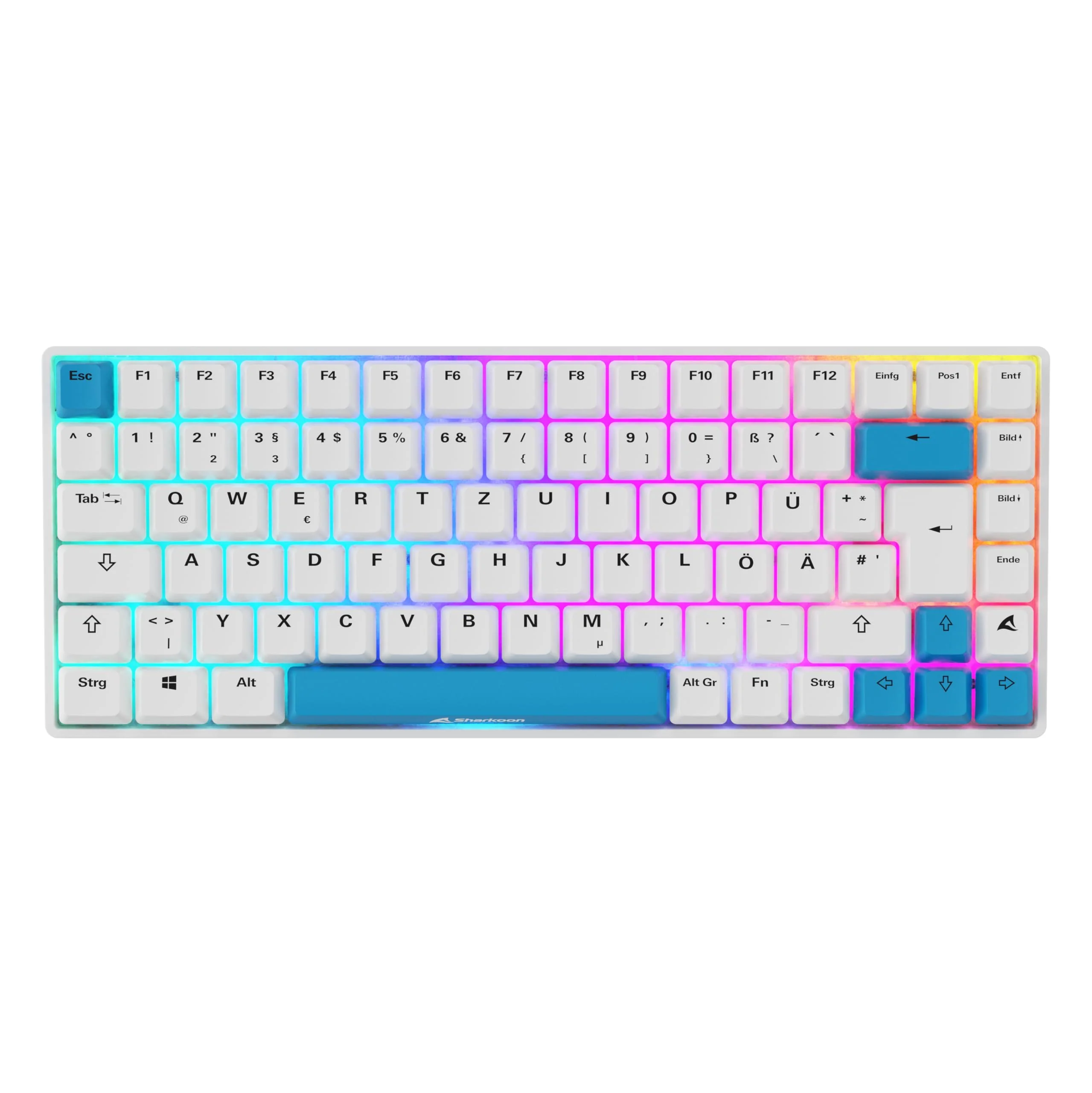 Sharkoon Skiller SGK50 S3 PBT Weiß, RGB Gaming Keyboard, Gateron G PRO 3.0 Yellow, 75% Layout - Image 2