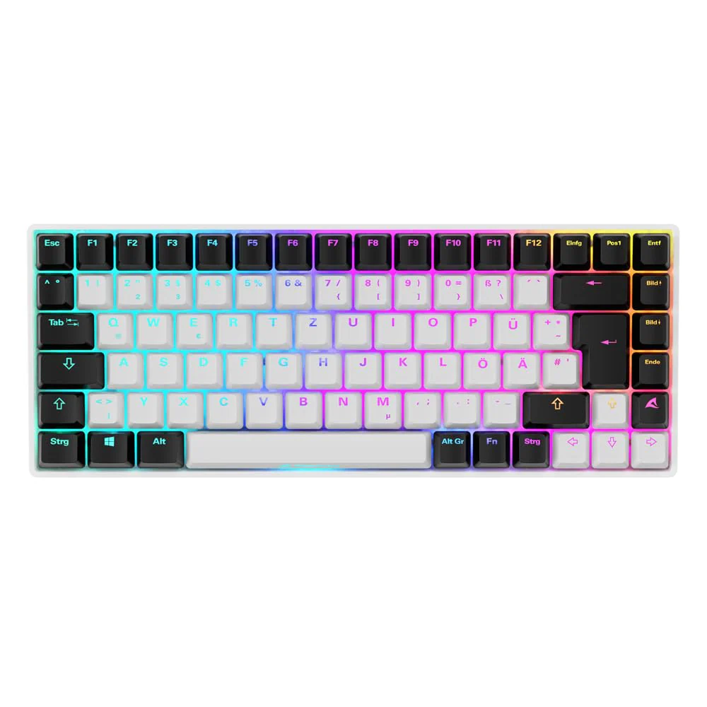Sharkoon Skiller SGK50 S3 Weiß, RGB Gaming Keyboard, Gateron Yellow, 75% Layout - Image 4