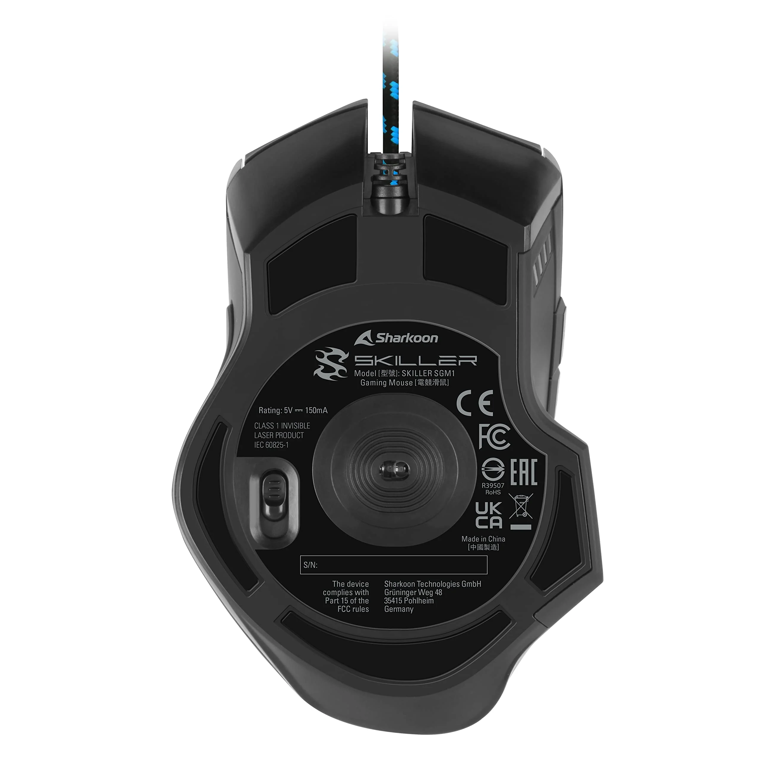 Sharkoon Skiller SGM1 Gaming Maus mit Makrotasten (10800 DPI, RGB-Beleuchtung, 12 Tasten, Weight-Tuning-System und Software) schwarz - Image 3