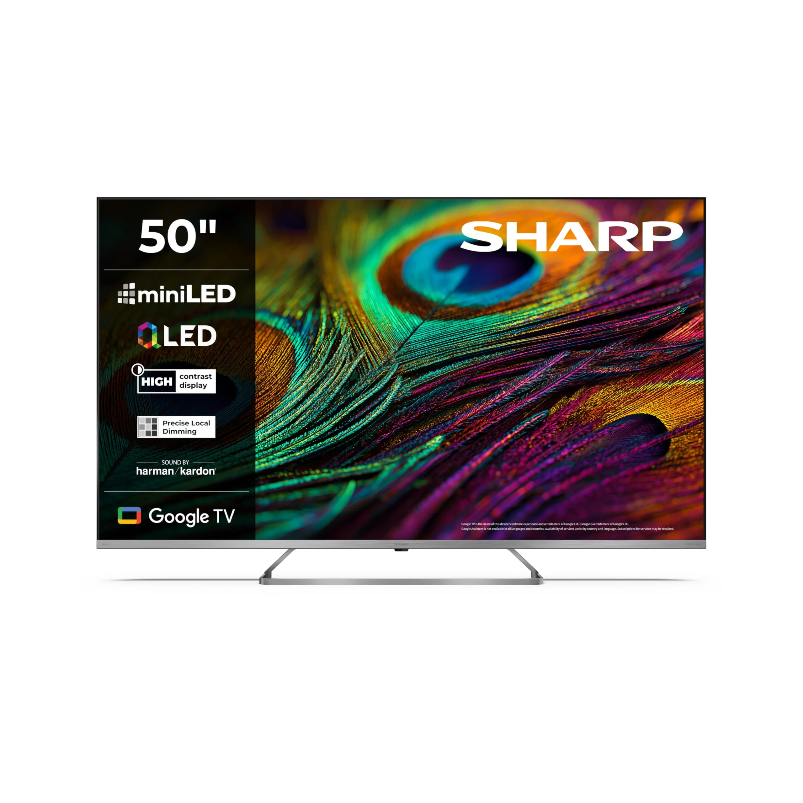 SHARP 50JP7265E - 50 Zoll (126 cm) 4K Ultra HD QLED MiniLED Google TVâ„¢ (Smart TV ohne Rahmen, Dolby Atmos, Dolby Vision, HDMI 2.1 mit eARC)