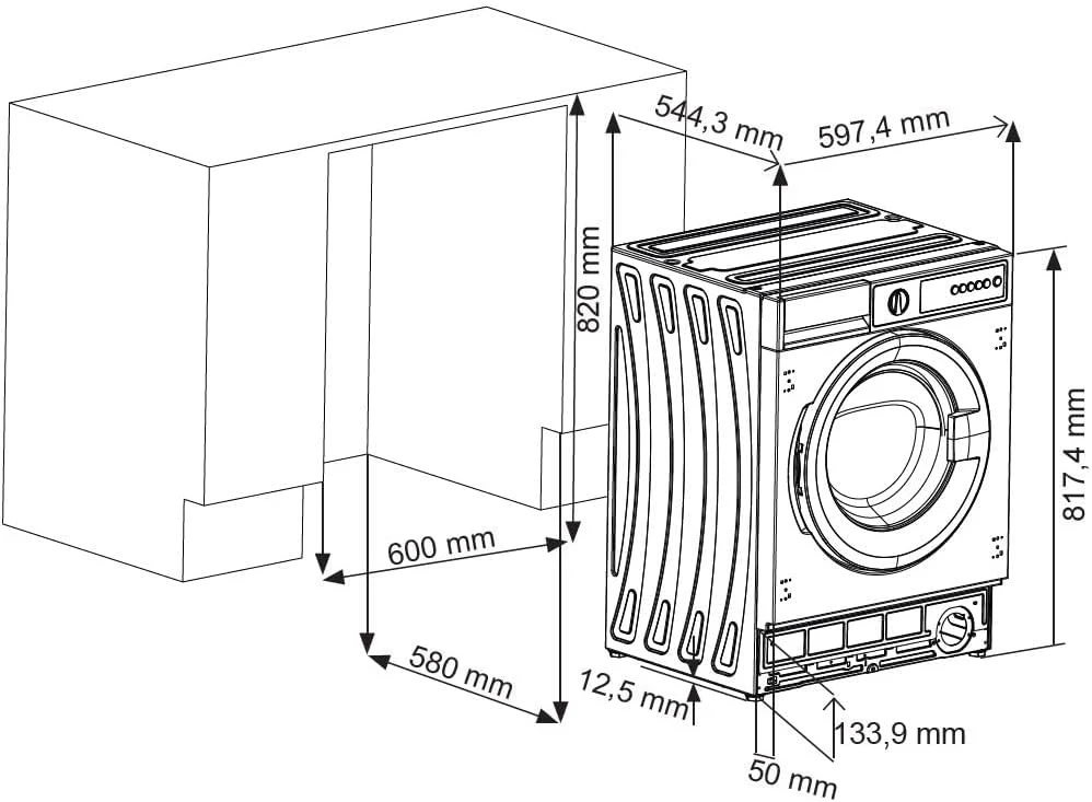 Sharp ES-NIB814BWB-DE Einbau-Waschmaschine Frontlader, B (A bis G), 8 kg, 1400 U/min, 15 Programme inkl. 15 min Kurzprogramm, AquaStop, Weiß - Image 13