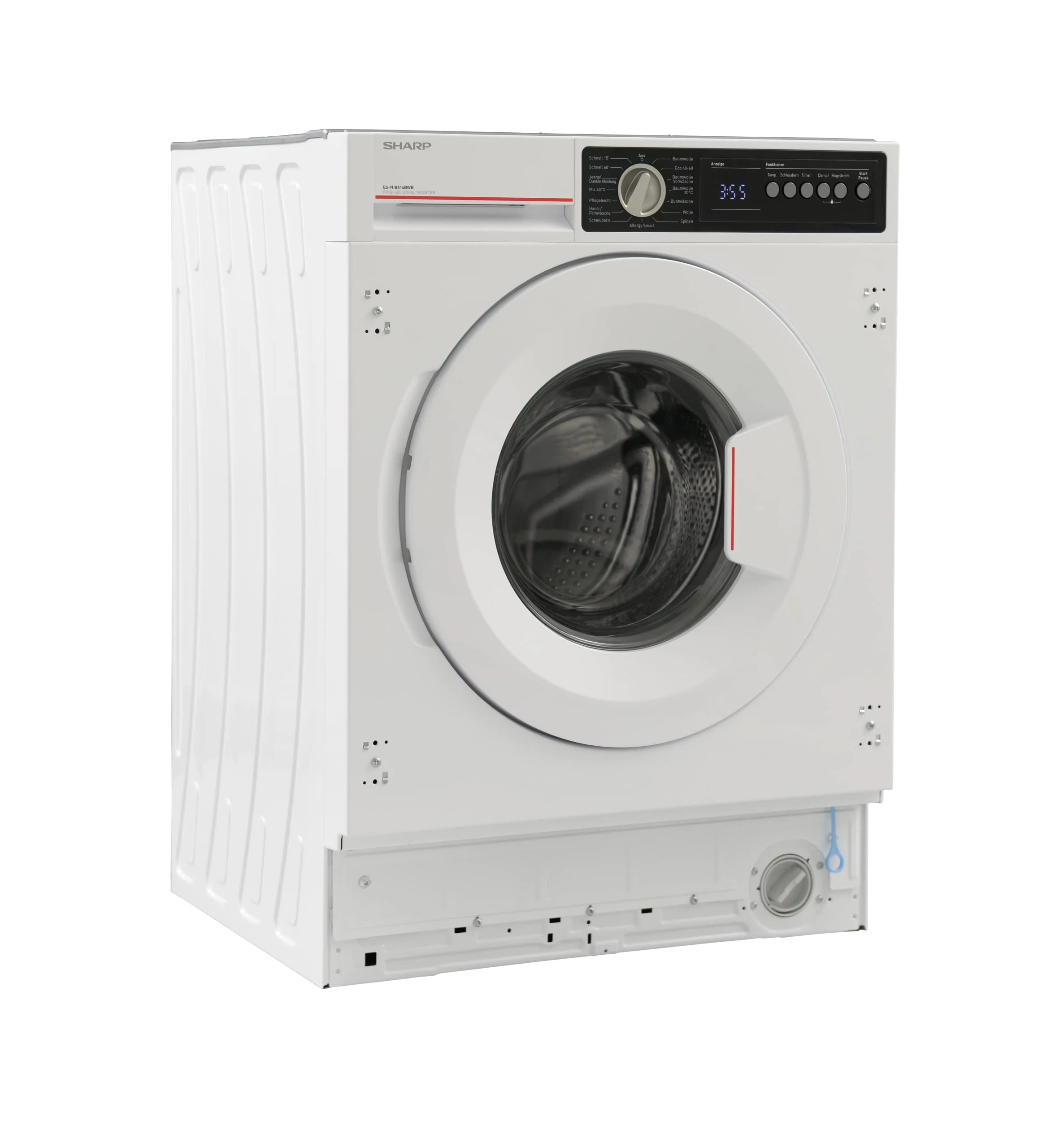 Sharp ES-NIB814BWB-DE Einbau-Waschmaschine Frontlader, B (A bis G), 8 kg, 1400 U/min, 15 Programme inkl. 15 min Kurzprogramm, AquaStop, Weiß - Image 4