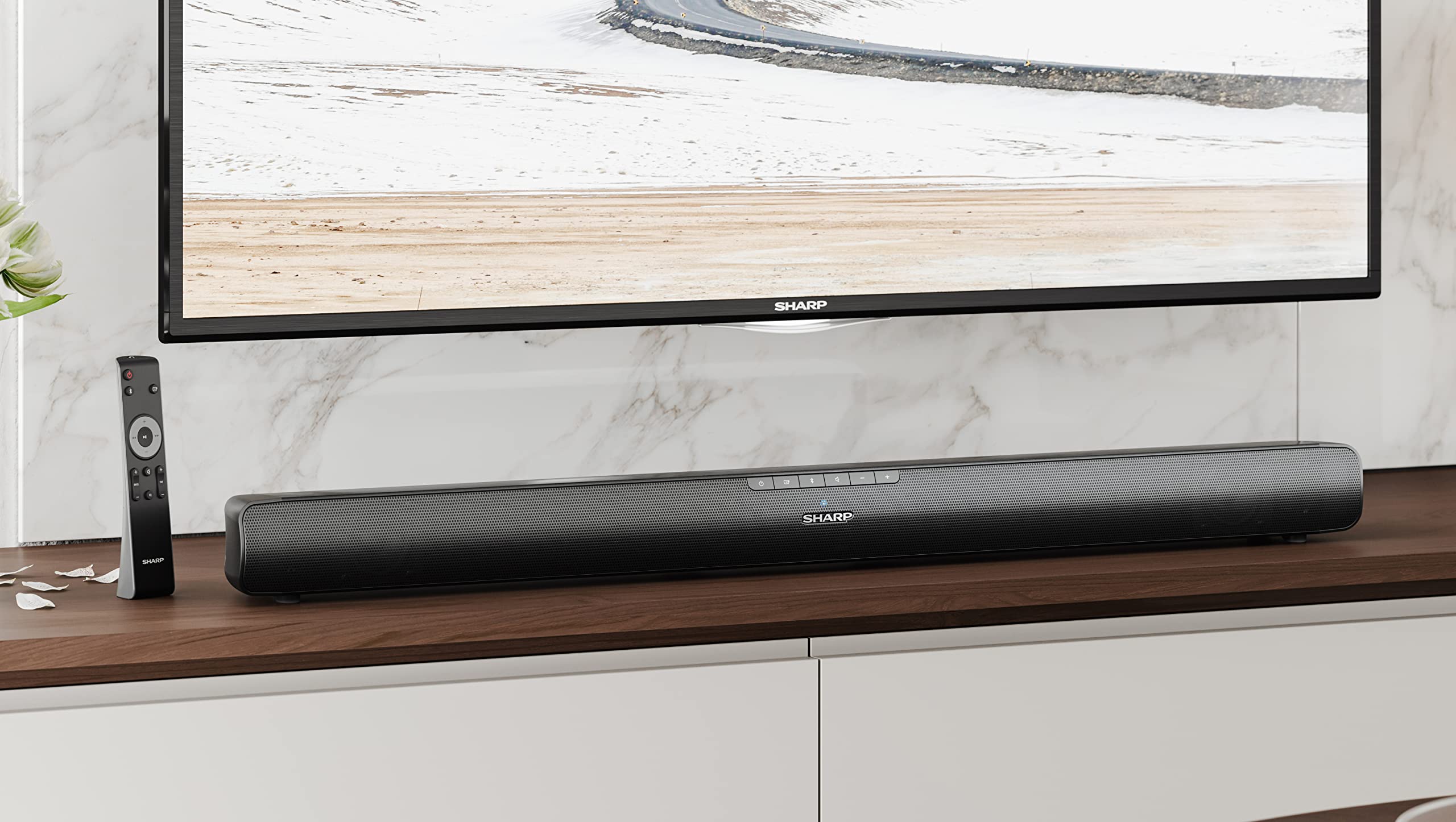 SHARP HTSB100 2.0 Soundbar 75W (USB, Bluetooth, HDMI, Optisch, AUX-In (3,5mm), Breite: 80cm), schwarz - Image 4