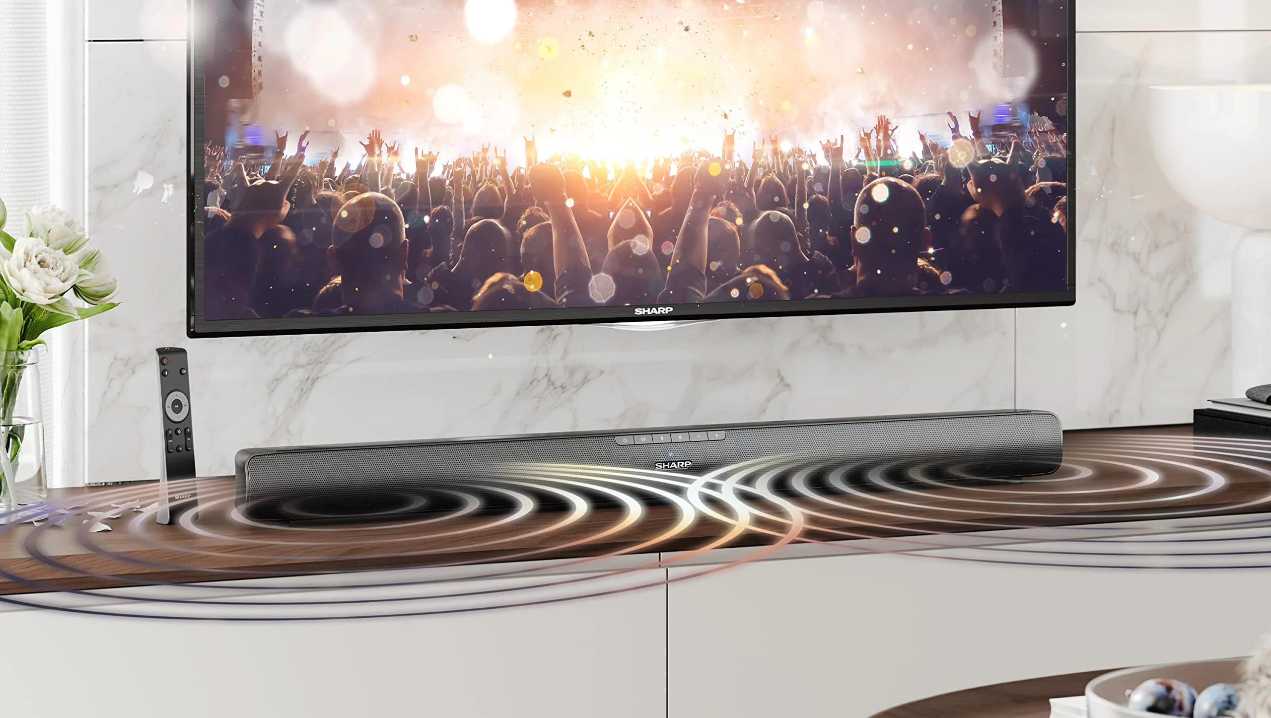 SHARP HTSB100 2.0 Soundbar 75W (USB, Bluetooth, HDMI, Optisch, AUX-In (3,5mm), Breite: 80cm), schwarz - Image 8
