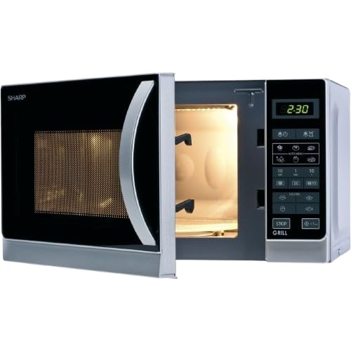 Sharp R642INW 2-in-1 Mikrowelle mit Grill/ 20 L/ 800 W/ 1000 W Quarzgrill/ 8 Automatikprogramme/ Timer/ Kindersicherung/ Energiesparmodus/ Glasdrehteller (25, 5 cm)/ silber - Image 6