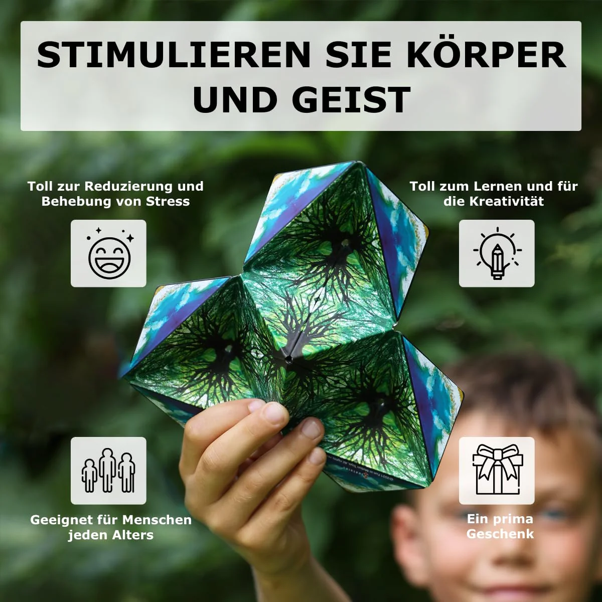 Shashibo Formwechsel-Box – Preisgekrönter, patentierter Zappelwürfel mit 36 Seltenerdmagneten – lässt Sich in über 70 Formen verwandeln (Blue Planet) - Image 7