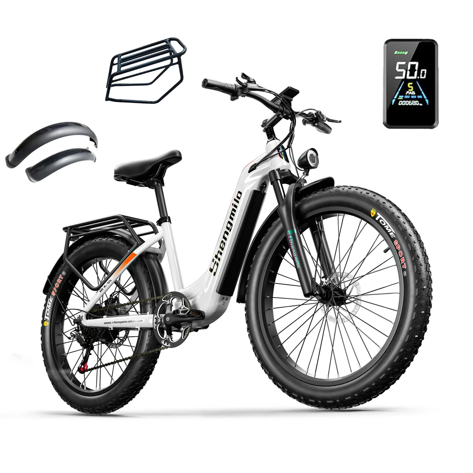 Shengmilo E Bike Herren,Mountainbike,80NM,48V 17.5AH Batterie,26 Zoll E Bike Damen,7-Gang Getriebe mit LCD-Display,Dual Shock Elektrofahrrad,Citybike,COC,CE (MX06) - Image 5