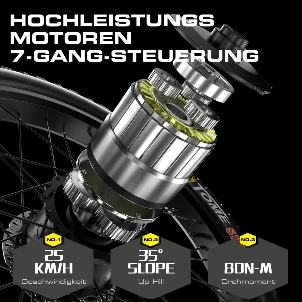 Shengmilo E Bike Herren,Mountainbike,80NM,48V 17.5AH Batterie,26 Zoll E Bike Damen,7-Gang Getriebe mit LCD-Display,Dual Shock Elektrofahrrad,Citybike,COC,CE (MX06) - Image 9