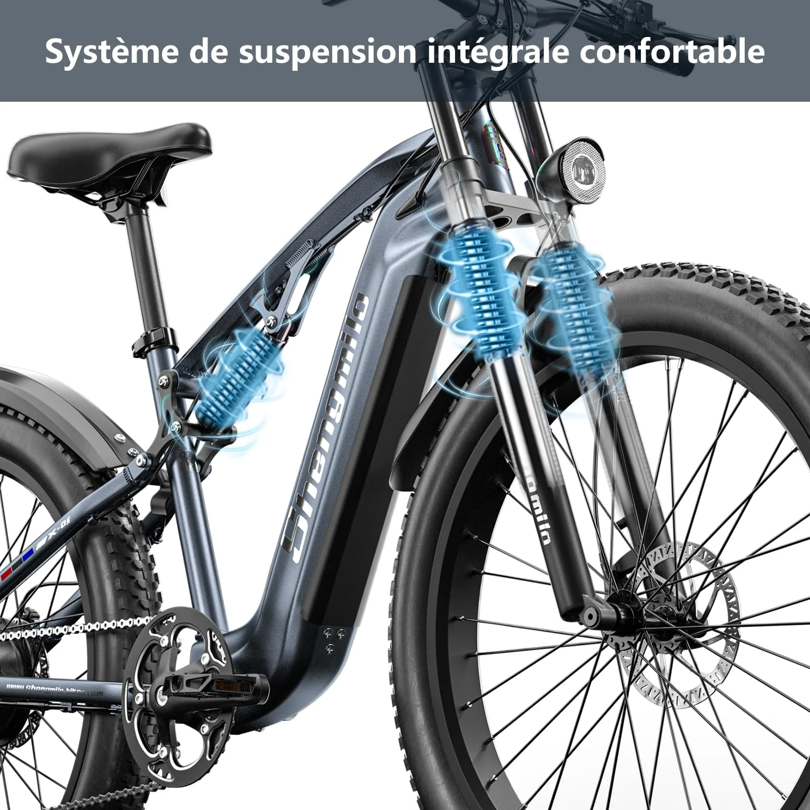 Shengmilo MX05 E Bike Herren Elektrofahrrad 26 Zoll E-Mountainbike Vollfederung E-Bike 48V 17.5Ah Akku 7 Gang Schaltwerk Pedelec Elektrisches Fahrrad mit Fat Tire - Image 12
