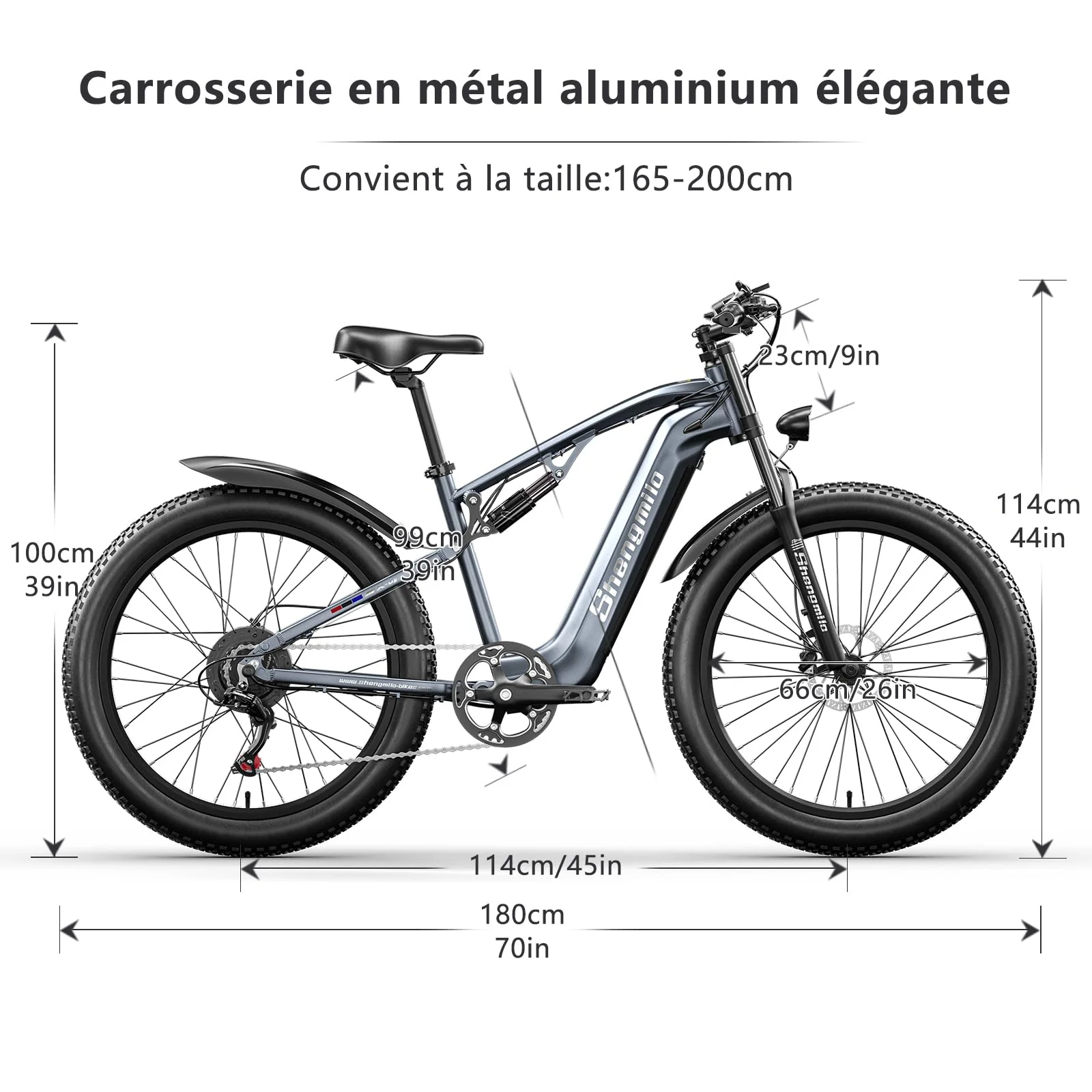 Shengmilo MX05 E Bike Herren Elektrofahrrad 26 Zoll E-Mountainbike Vollfederung E-Bike 48V 17.5Ah Akku 7 Gang Schaltwerk Pedelec Elektrisches Fahrrad mit Fat Tire - Image 4