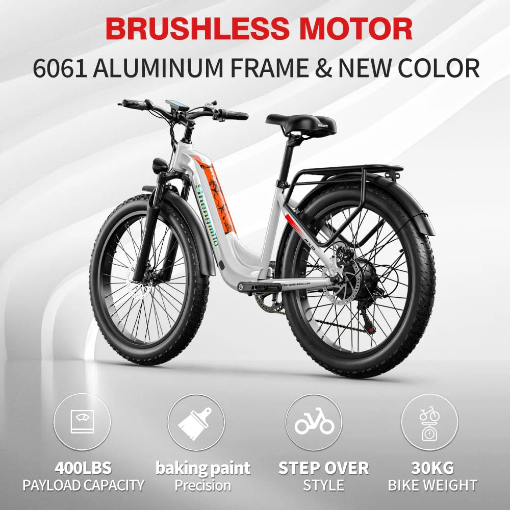 Shengmilo MX06 e Bike Herren/ebike Damen, 1OOOW 80N.M, 26 Zoll Fat Tire Elektrofahrrad,7-Gang-Schaltung, 48V 17.5AH Batterie,City Bike, Elektrofahrrad, Geschenk für Männer und Frauen mit 165-200cm - Image 3