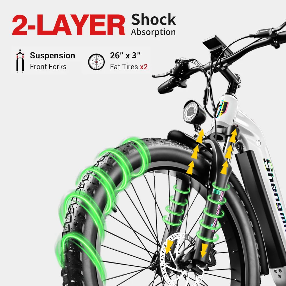 Shengmilo MX06 e Bike Herren/ebike Damen, 1OOOW 80N.M, 26 Zoll Fat Tire Elektrofahrrad,7-Gang-Schaltung, 48V 17.5AH Batterie,City Bike, Elektrofahrrad, Geschenk für Männer und Frauen mit 165-200cm - Image 8