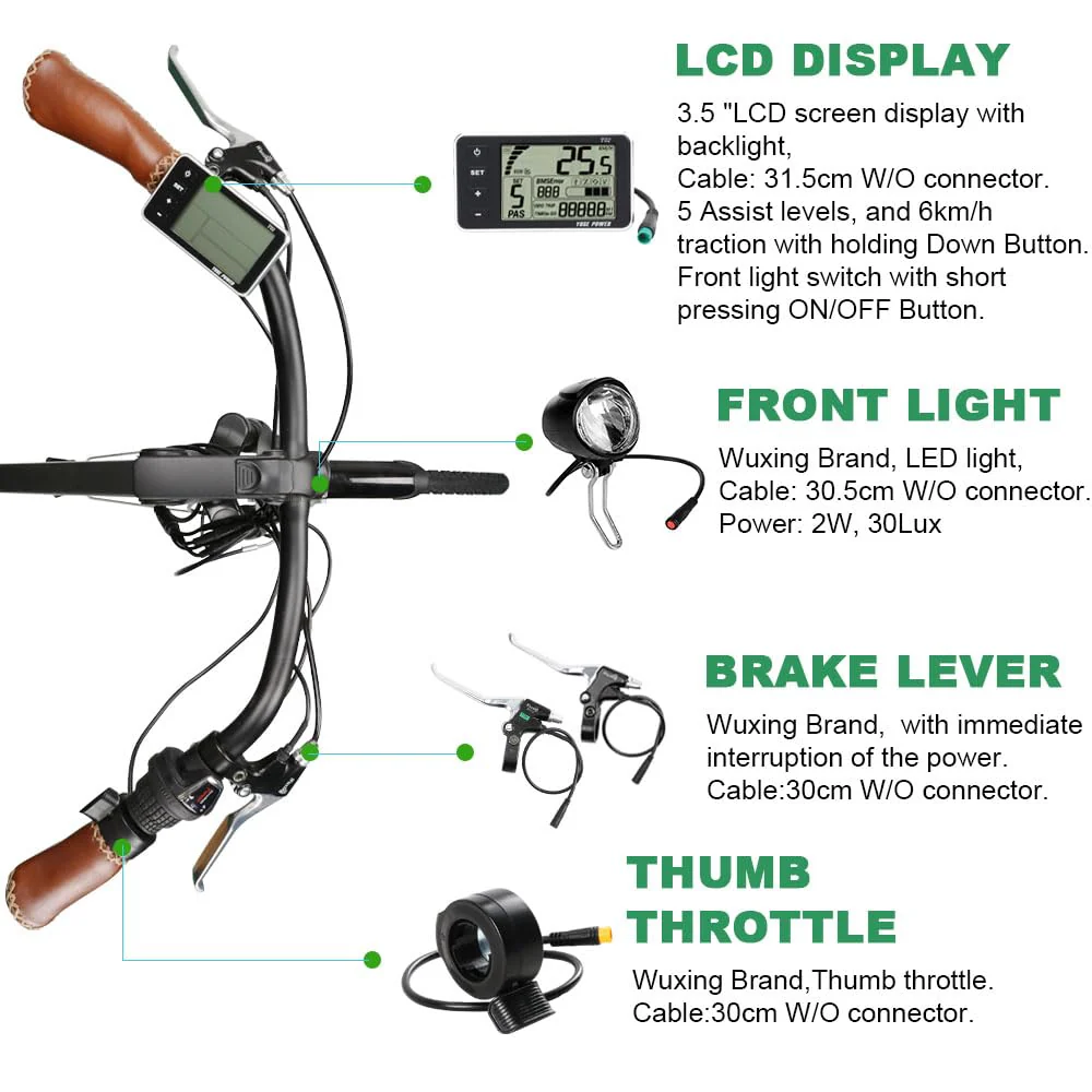 SHIMOST 26 Zoll E-Bike Umbausatz Conversion Kit 36V250W Frontmotor für Vorderrad mit Scheinwerfer, Controller, LCD, PAS Sensor, Daumengas - Image 5