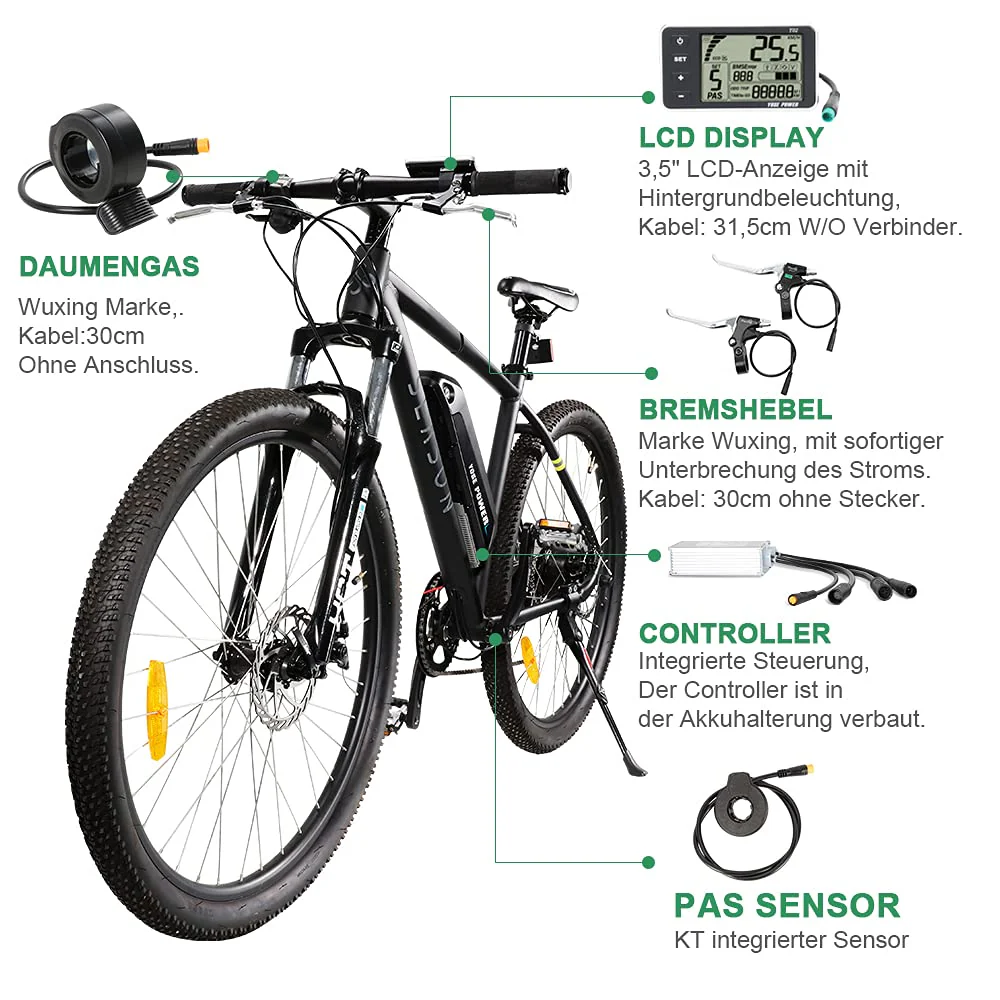SHIMOST 28 Zoll 700C E-Bike Umbausatz Conversion Kit 36V350W Heckmotor mit 36V13Ah Li-ion Batterie für Hinterrad 8-10 Gang Steckranz Kassette, Integrierte Controller, LCD Anzeige, PAS Sensor - Image 2