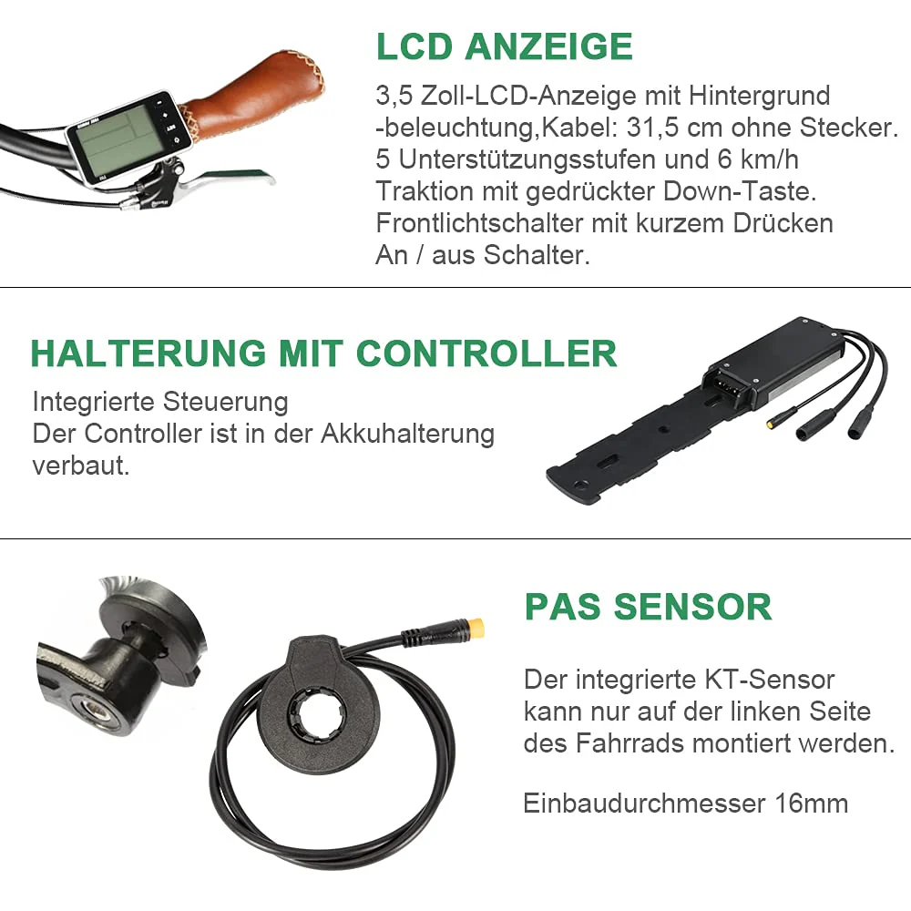 SHIMOST 28 Zoll 700C E-Bike Umbausatz Conversion Kit 36V350W Heckmotor mit 36V13Ah Li-ion Batterie für Hinterrad 8-10 Gang Steckranz Kassette, Integrierte Controller, LCD Anzeige, PAS Sensor - Image 4