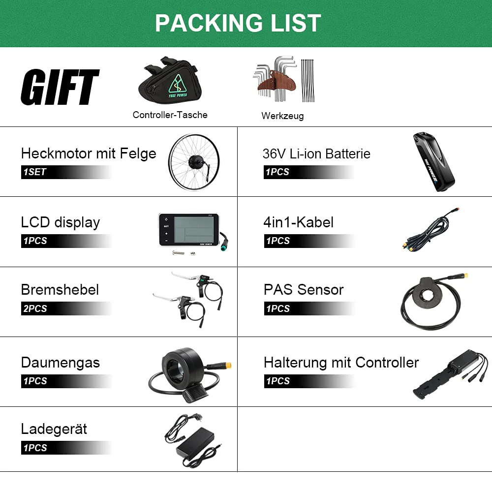 SHIMOST 28 Zoll 700C E-Bike Umbausatz Conversion Kit 36V350W Heckmotor mit 36V13Ah Li-ion Batterie für Hinterrad 8-10 Gang Steckranz Kassette, Integrierte Controller, LCD Anzeige, PAS Sensor - Image 7