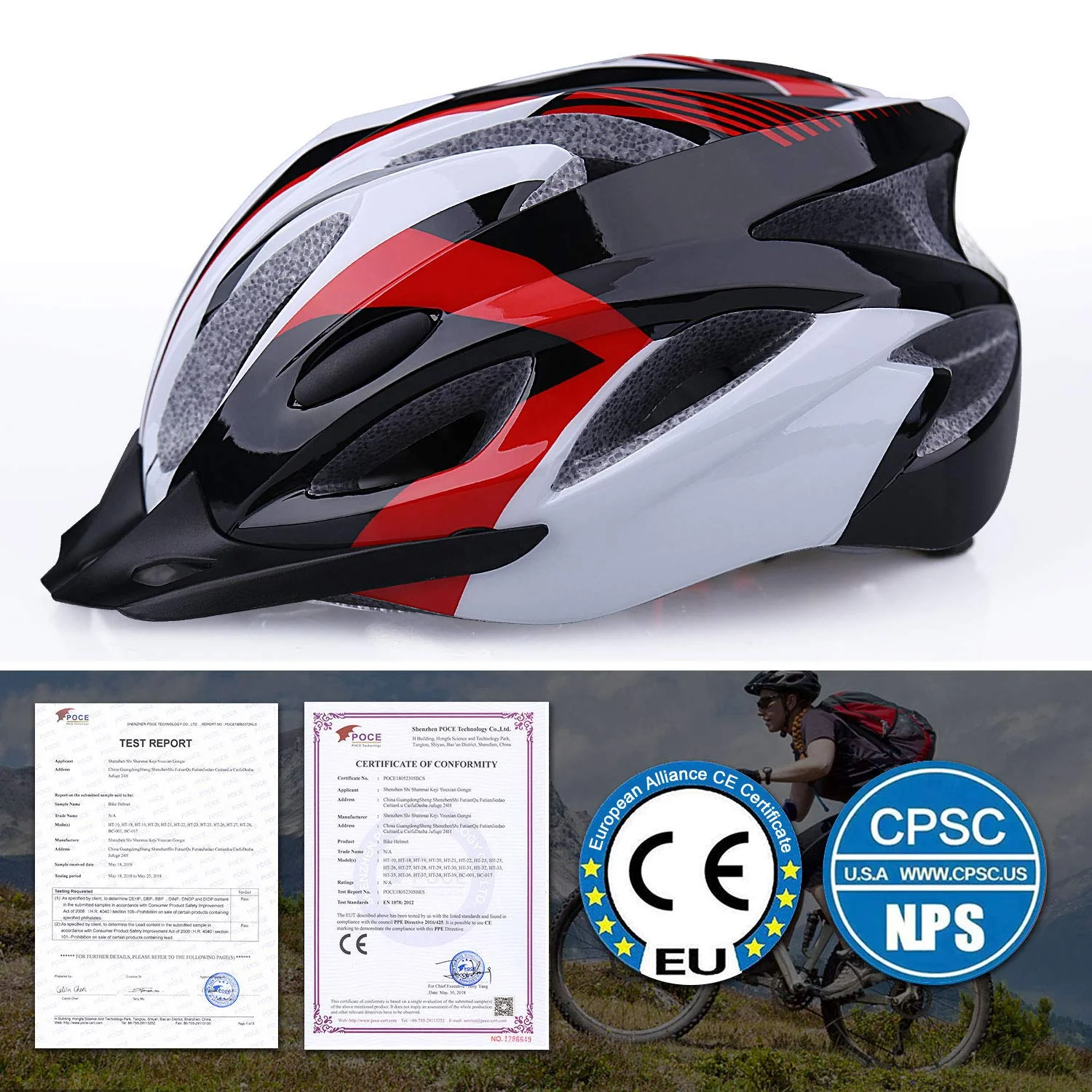 Shinmax Fahrradhelm,Fahrradhelm Herren Damen mit Visier Abnehmbarer EPS Körper+PC Schale MTB Mountainbike Helm für Erwachsene Unisex Radhelm 18 Lüftungslöcher Verstellbarer Größe 57-62cm - Image 2