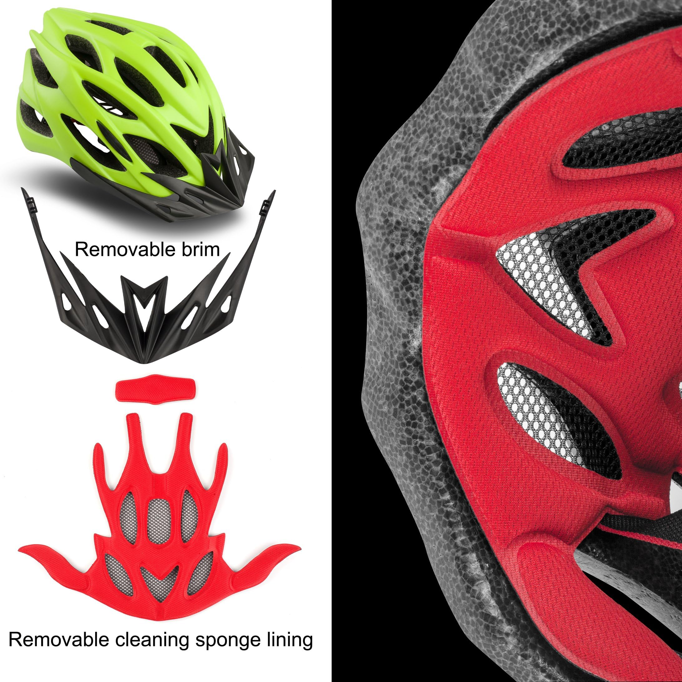 Shinmax Fahrradhelm Herren Damen Fahrradhelm mit Licht Fahrrad Helm mit Visier Helm Fahrrad Superleicht Einstellbare MTB Erwachsenen mit Aufbewahrungstasche (Dunkelgrün) - Image 3