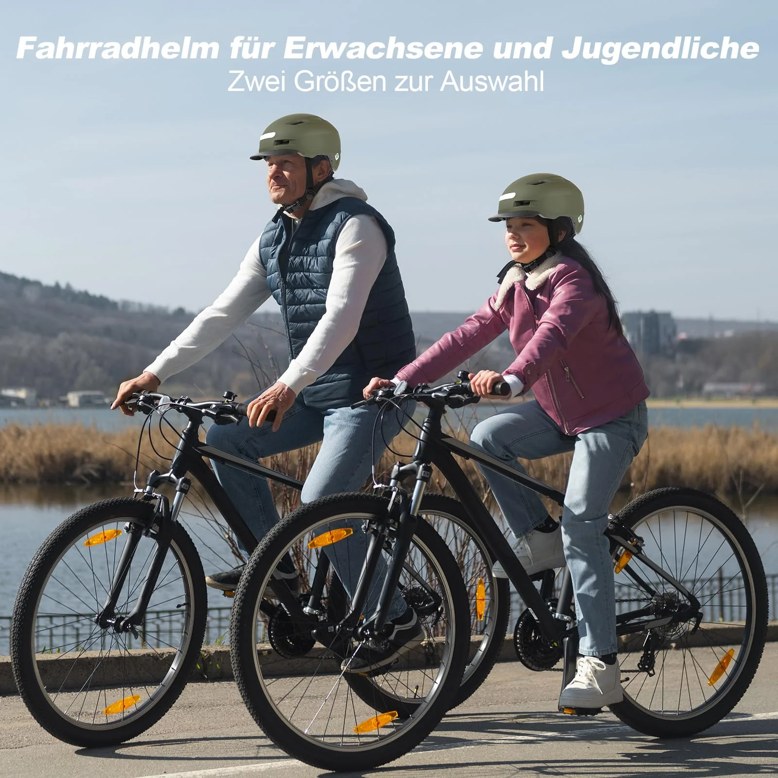 Shinmax Fahrradhelm Herren Damen, Helm Fahrrad mit USB Licht 5 Modi Fahrradhelm mit Visier, Mountainbike Helm Rennradhelm Erwachsen für Scooter Urban Pendler Green M - Image 2