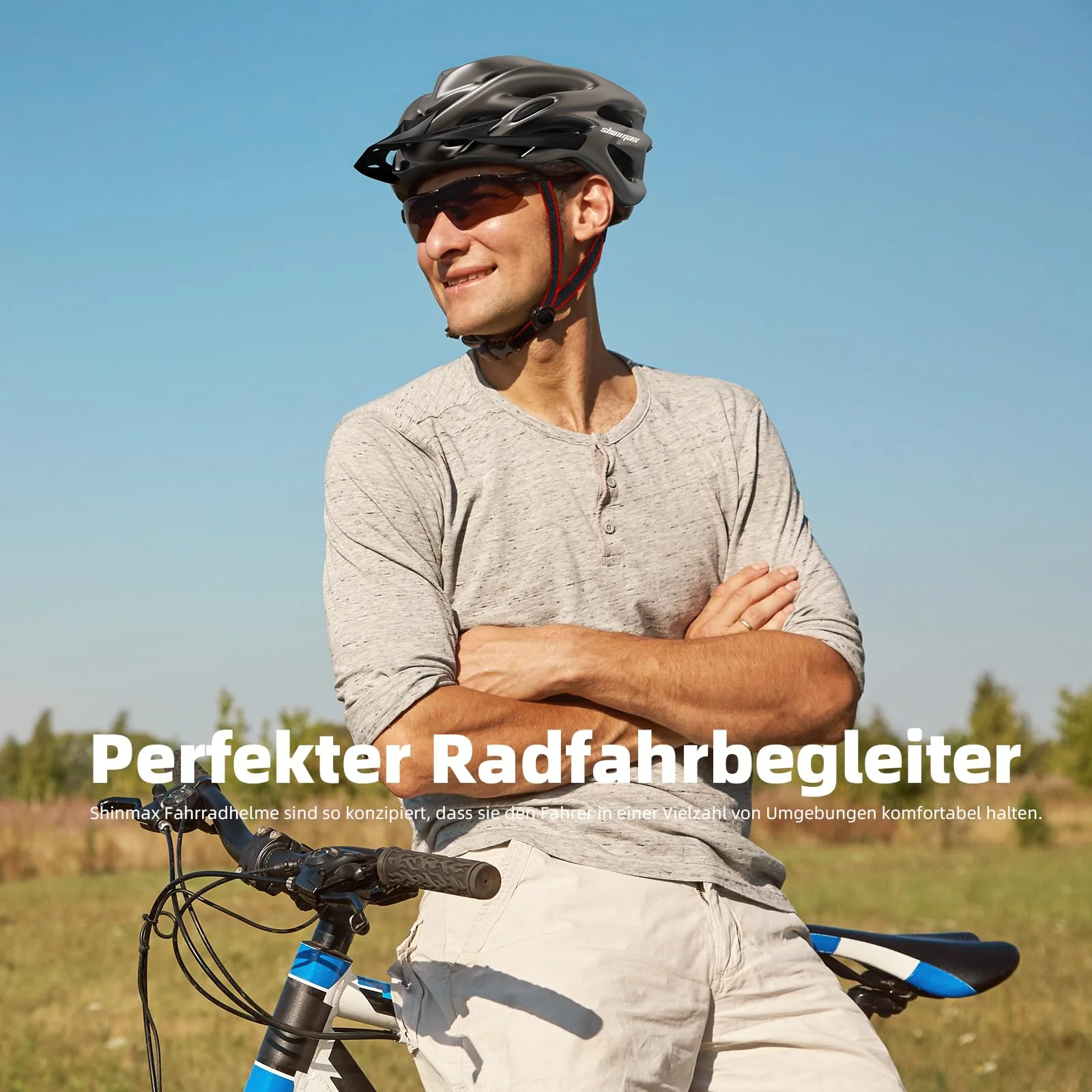 Shinmax Fahrradhelm Herren Fahrradhelm Damen Fahrradhelm mit Visier Abnehmbarer Fahrradhelm mit Licht MTB Fahrrad Helm Erwachsenen Unisex Mountainbike Helm Radhelm Rennradhelm 57-62cm - Image 10
