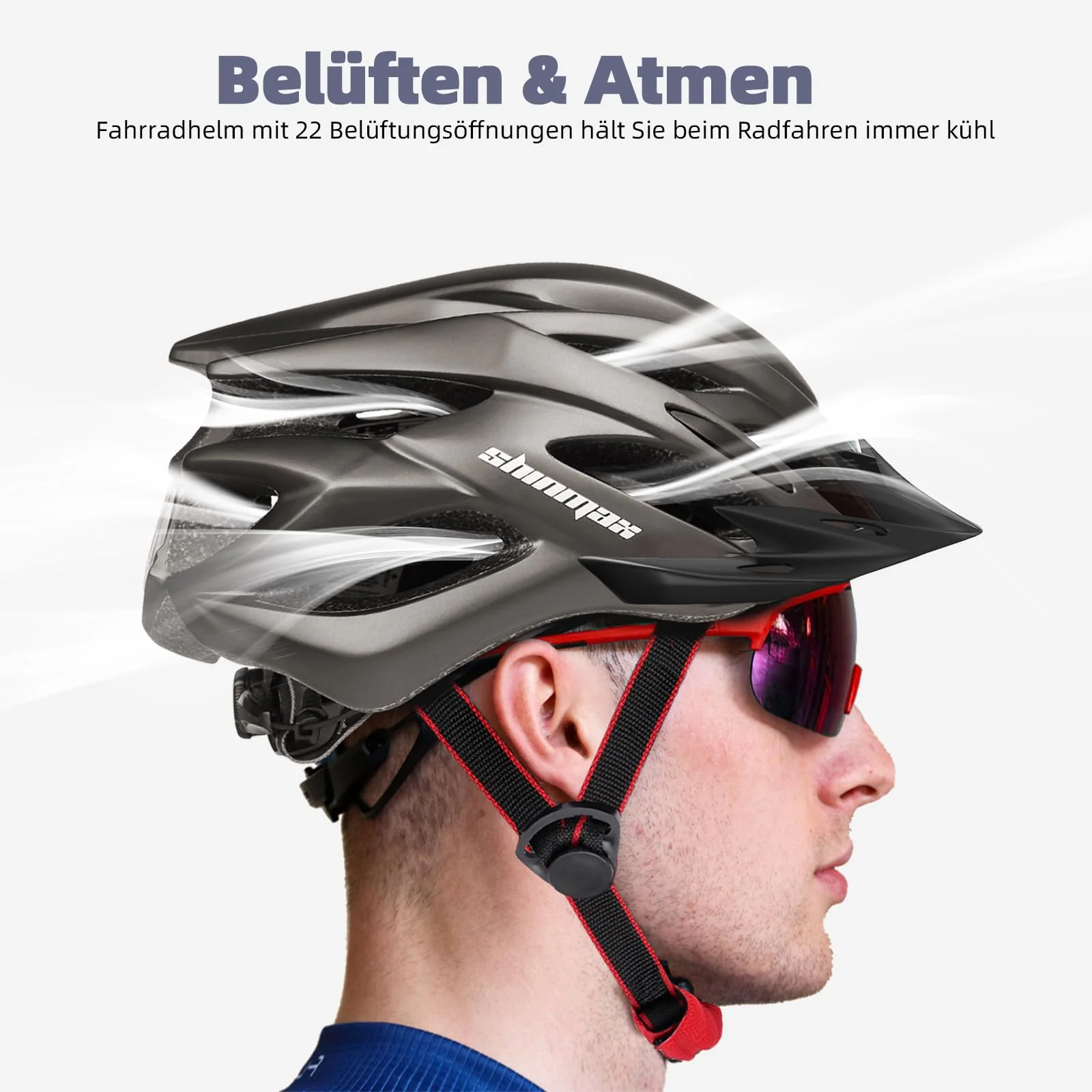Shinmax Fahrradhelm Herren Fahrradhelm Damen Fahrradhelm mit Visier Abnehmbarer Fahrradhelm mit Licht MTB Fahrrad Helm Erwachsenen Unisex Mountainbike Helm Radhelm Rennradhelm 57-62cm - Image 11