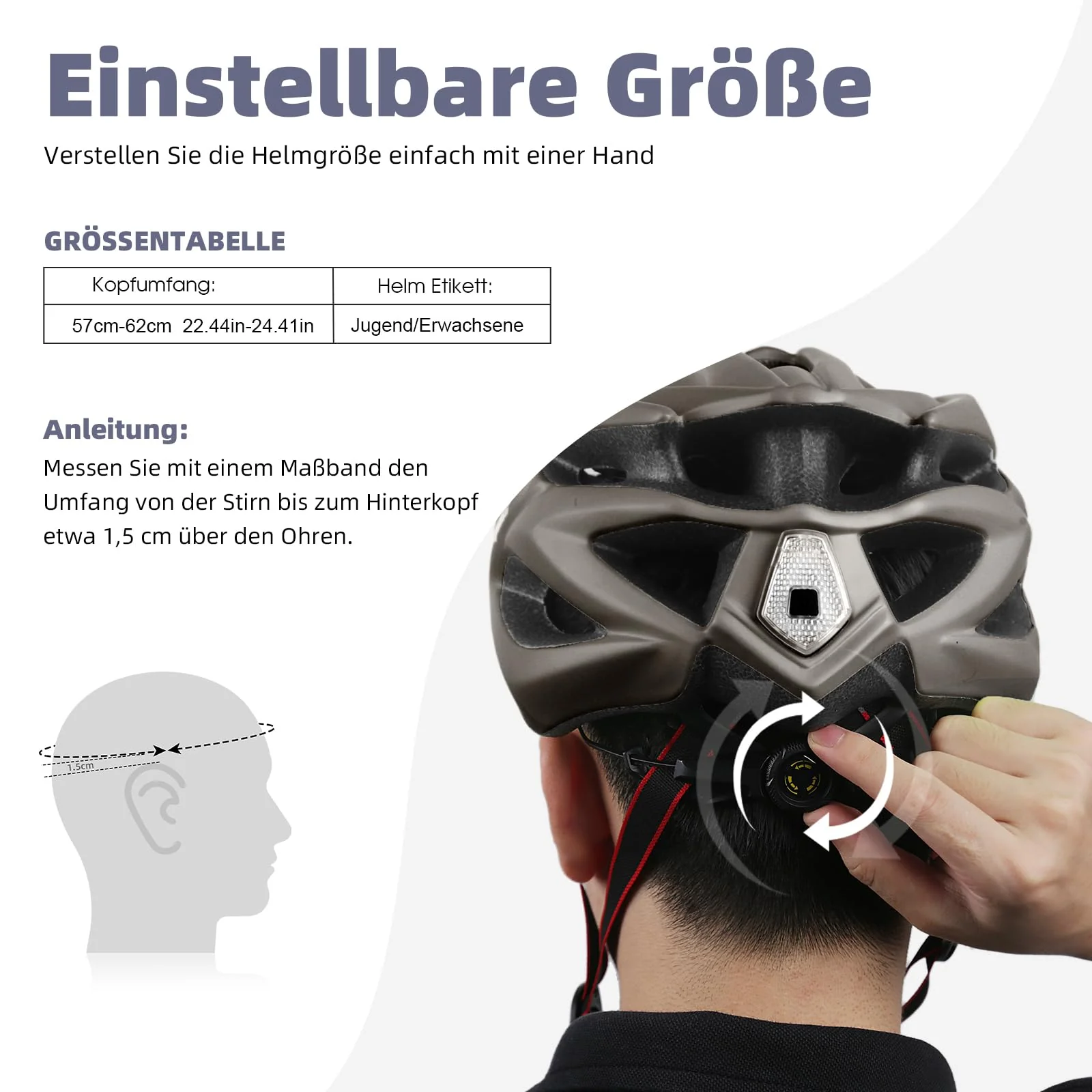 Shinmax Fahrradhelm Herren Fahrradhelm Damen Fahrradhelm mit Visier Abnehmbarer Fahrradhelm mit Licht MTB Fahrrad Helm Erwachsenen Unisex Mountainbike Helm Radhelm Rennradhelm 57-62cm - Image 2