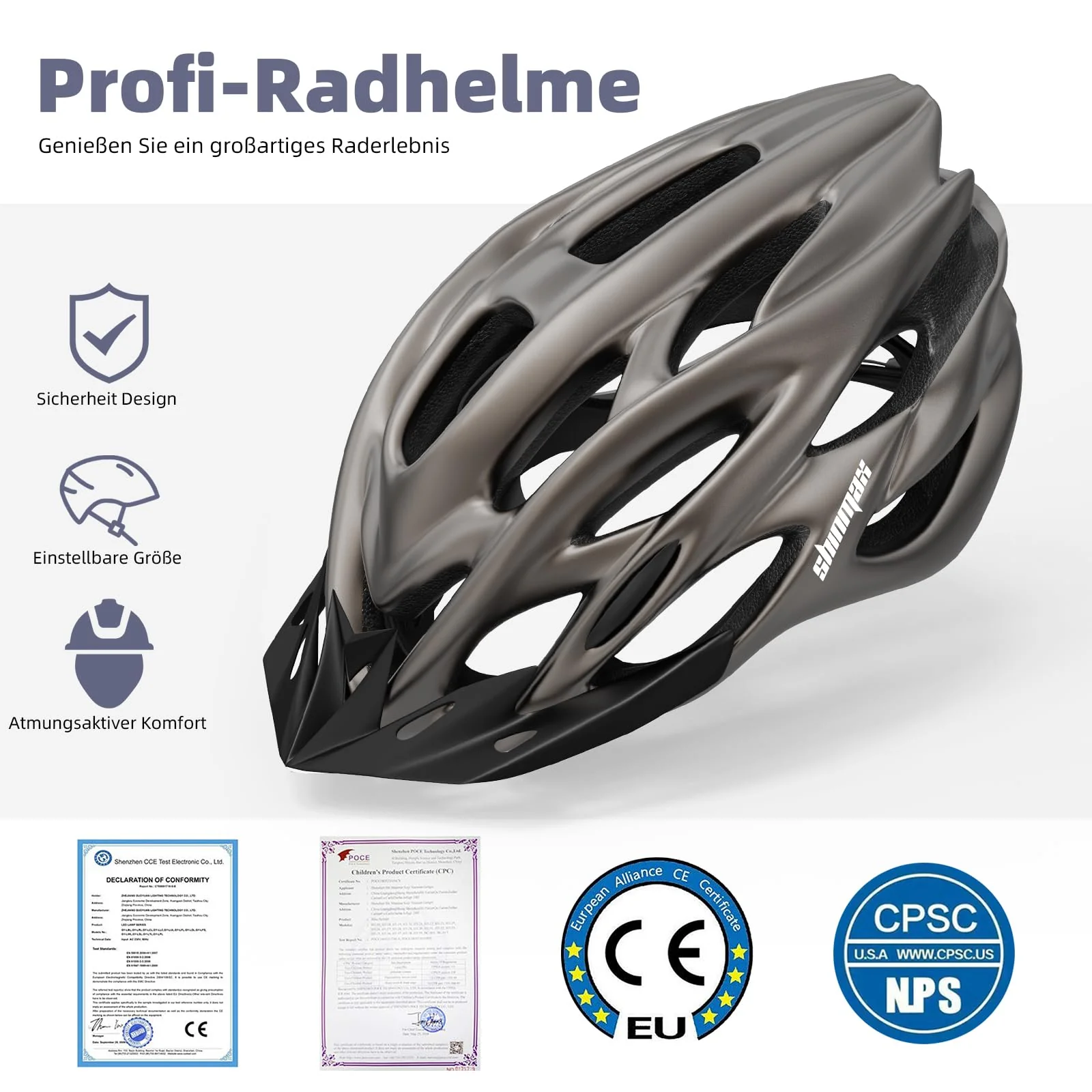 Shinmax Fahrradhelm Herren Fahrradhelm Damen Fahrradhelm mit Visier Abnehmbarer Fahrradhelm mit Licht MTB Fahrrad Helm Erwachsenen Unisex Mountainbike Helm Radhelm Rennradhelm 57-62cm - Image 7