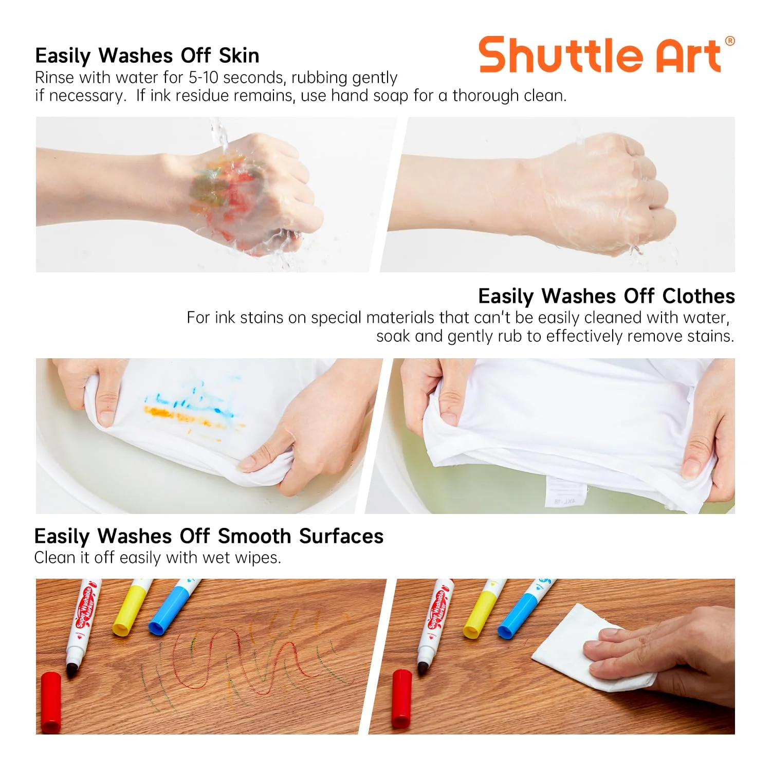Shuttle Art Filzstifte Kinder auswaschbar, 30 Farben wasserlösliche Filzstifte, Fasermaler für Kinder mit Verpackungsbox, dickes Filzstift Set für Schule, Unterricht, 1. Klasse - Image 4