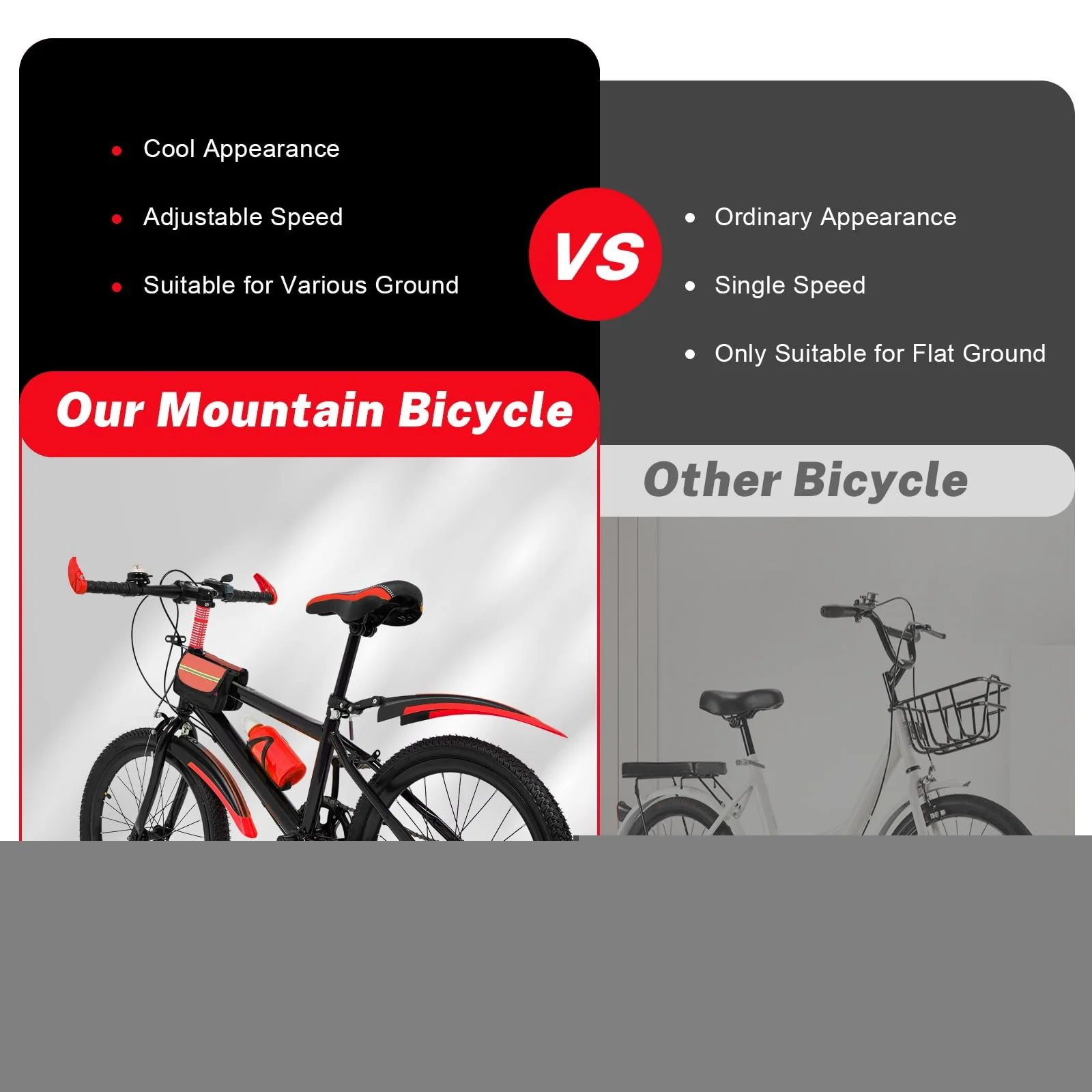 SHZICMY Mountainbike, 20 Zoll Kinderfahrrad Mountainbike aus Kohlenstoffstahl, Doppelscheibenbremse, für Schüler Mädchen und Jungen rot - Image 4