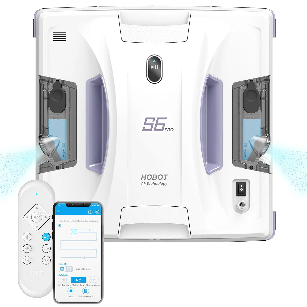 Sichler Exclusive Fensterputz-Roboter Akku: HOBOT S6 Pro Profi-Fensterputz-Roboter, Versandrückläufer (Fensterputz-Roboter Sprüh, Fensterputzroboter, Scheibenwischer) - Image 2