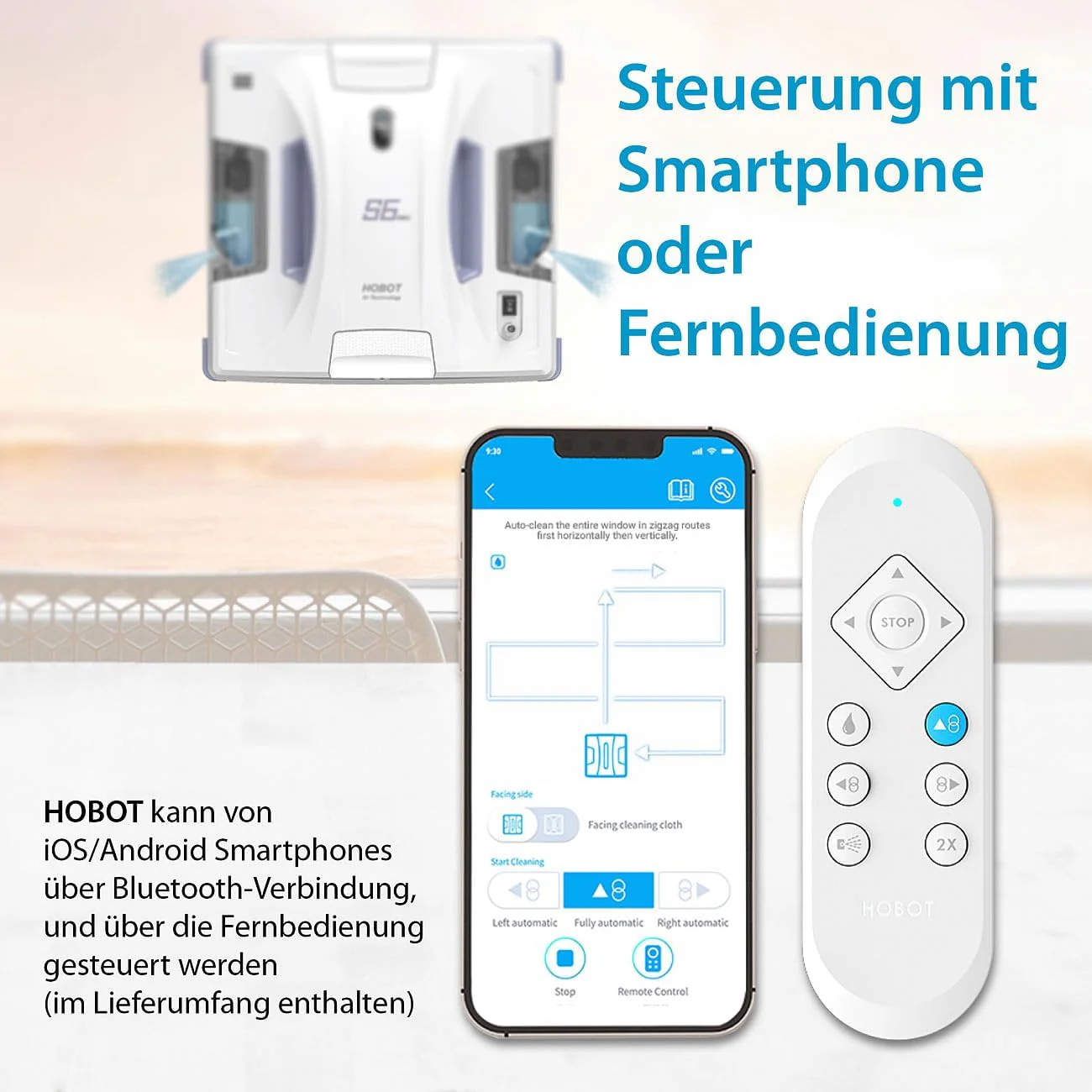Sichler Exclusive Fensterputz-Roboter Akku: HOBOT S6 Pro Profi-Fensterputz-Roboter, Versandrückläufer (Fensterputz-Roboter Sprüh, Fensterputzroboter, Scheibenwischer) - Image 4