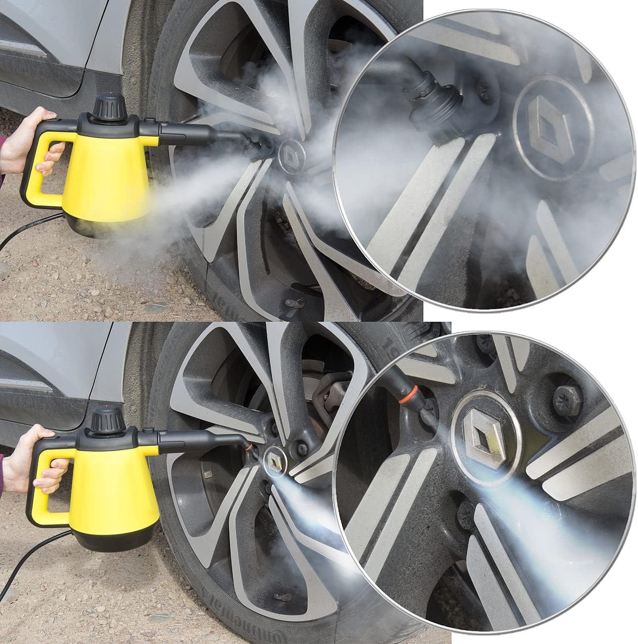 Sichler Haushaltsgeräte Balkonreiniger: 2in1-Hand-Dampfreiniger, Dampf-Mopp &-Besen, 16-tlg. Zubehör, 1.200 W (Fugenreiniger, tragbarer Dampfreiniger, Polsterreiniger) - Image 9
