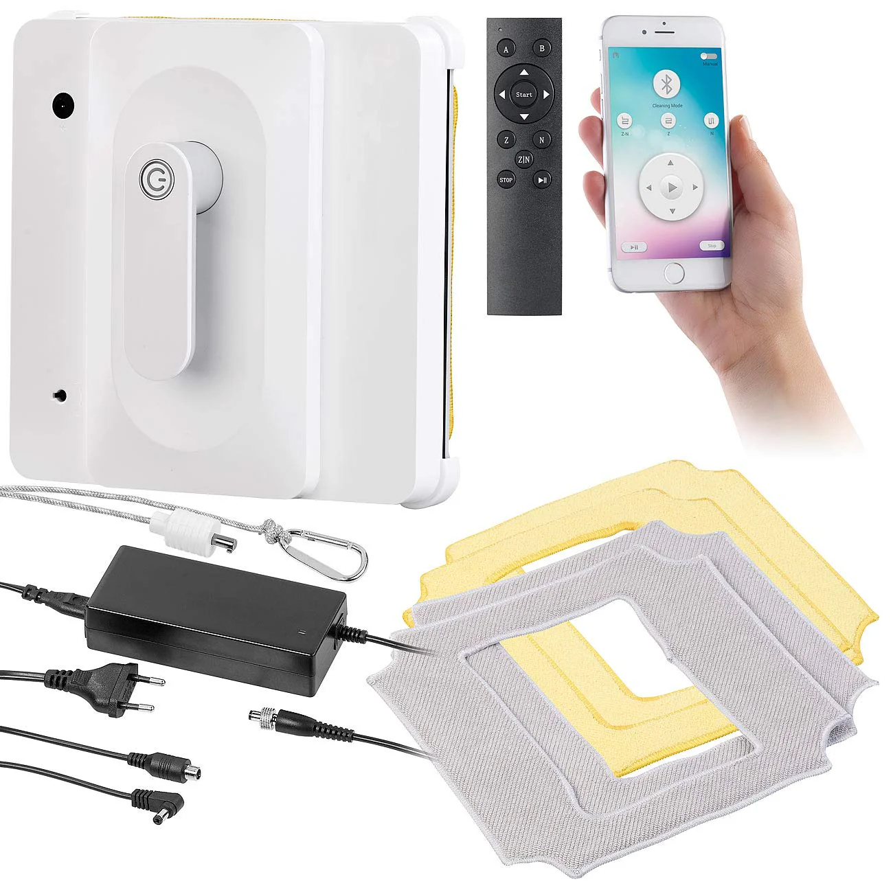 Sichler Haushaltsgeräte Fensterreinigungsroboter: Profi-Fensterputz-Roboter PR-040 mit Bluetooth, App & Sicherungs-Seil (Fenstersauger, Fensterputzroboter Akku, Fensterreinigung) - Image 13