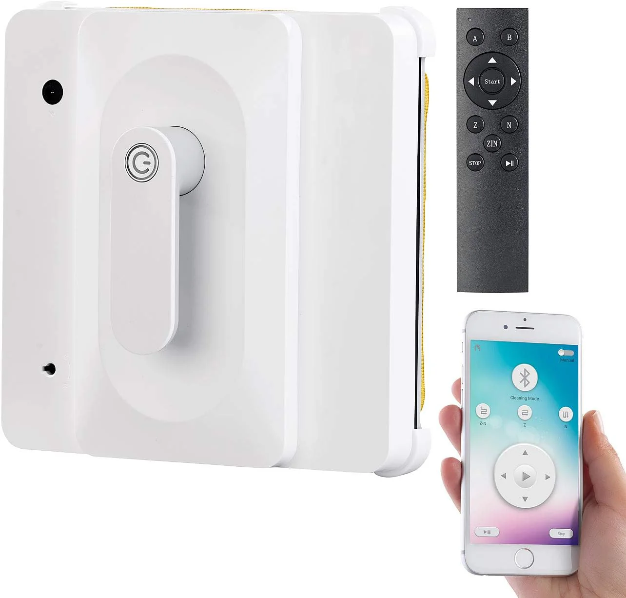 Sichler Haushaltsgeräte Fensterreinigungsroboter: Profi-Fensterputz-Roboter PR-040 mit Bluetooth, App & Sicherungs-Seil (Fenstersauger, Fensterputzroboter Akku, Fensterreinigung) - Image 4
