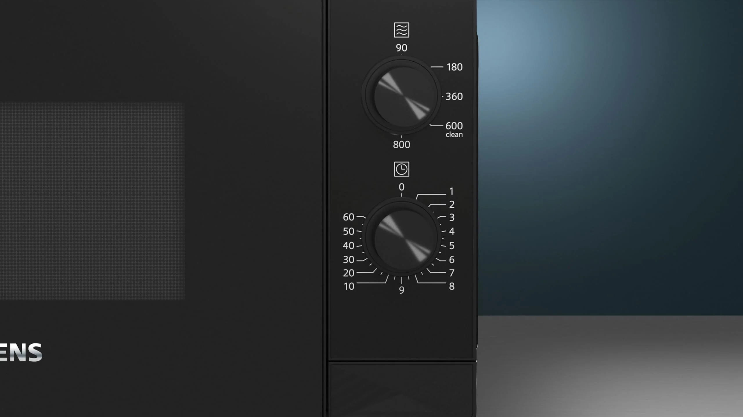 Siemens FF020LMB2 iQ300 Mikrowelle, 44 x 26 cm, 800 Watt, Drehteller 27 cm, Türanschlag links, LED-Innenbeleuchtung, Schwarz, 20 L - Image 4