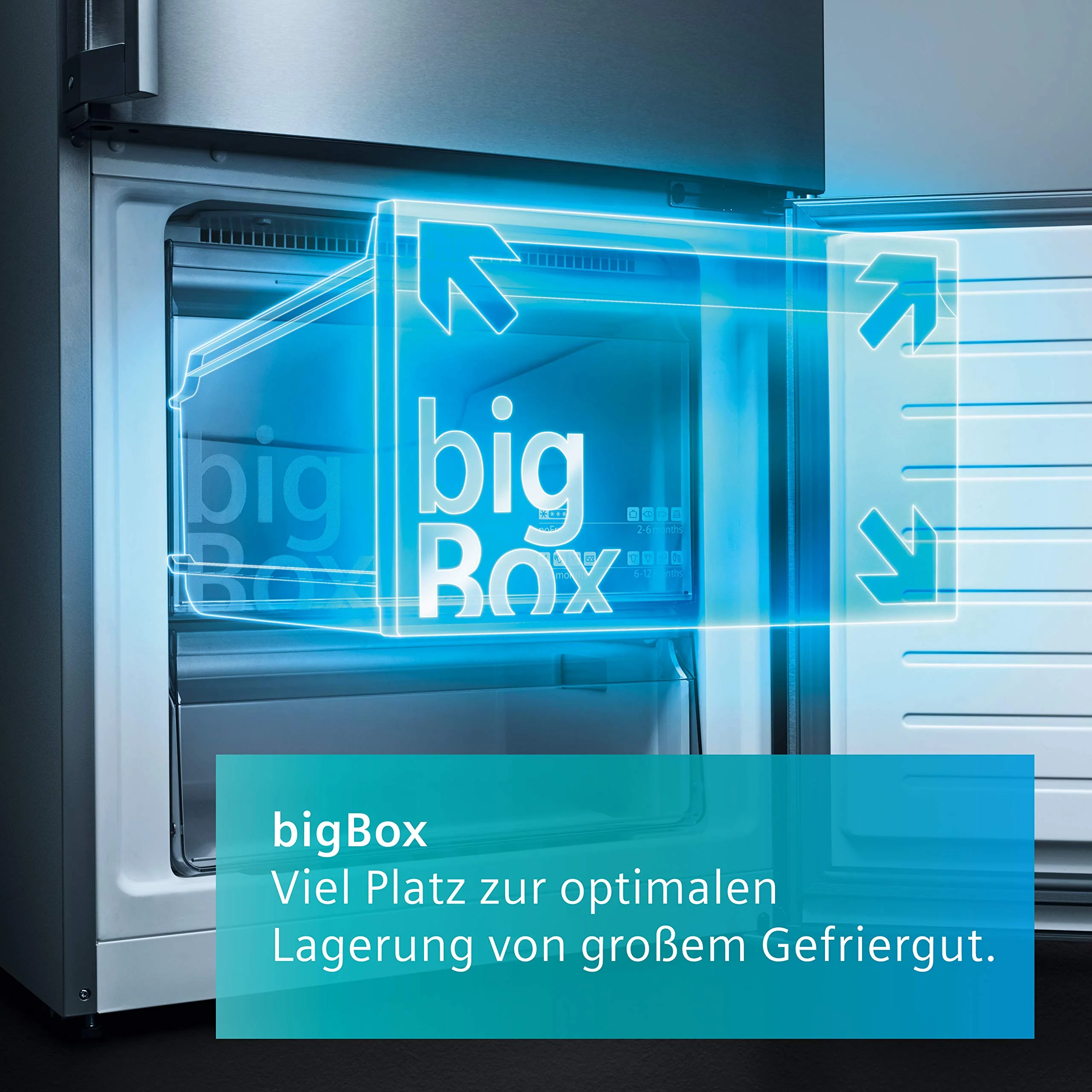 Siemens GS54NAWCV iQ500 Gefrierschrank, 176 x 70 cm, 327 L, noFrost nie wieder abtauen, bigBox Platz für großes Gefriergut, varioZone flexible Glas-und Schubladen, Weiß - Image 10