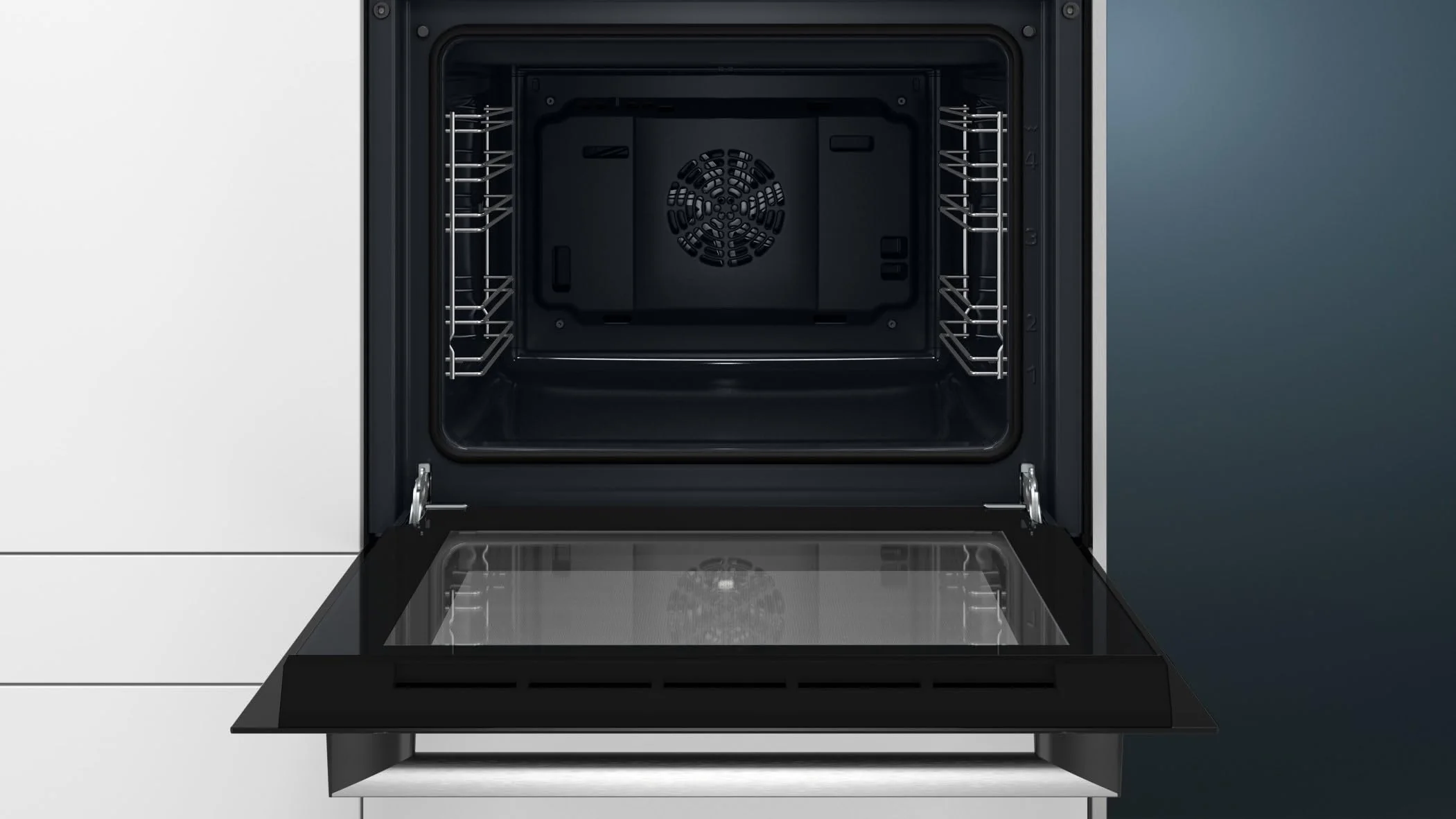 Siemens HB113FBS1, iQ100 Einbau-Backofen, 60 x 60 cm, Schwarz, Edelstahl, Schnellaufheizung, Gleichmäßig Bräunung durch 3D Heißluft, einfache Bedienung dank LED Display und versenkbarer Drehwähler - Image 4