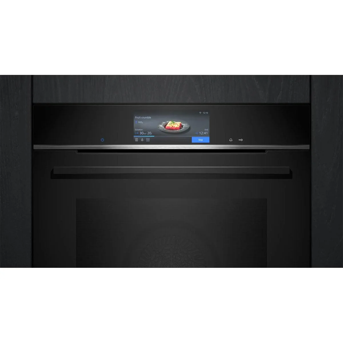 Siemens HB778G3B1,Q700 Smarter Einbau-Backofen, 60 x 60 cm, Made in Germany, Pyrolyse & Hydrolyse Selbstreinigung, Bratenthermometer, Air Fry, Backautomatik, Farbiger Touchscreen, 4D Heißluft, Schwarz